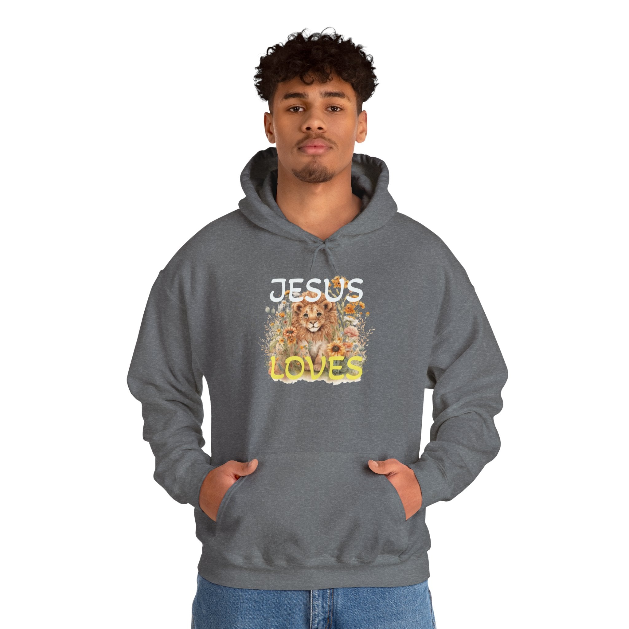 Jesus Loves Lion Hoodie - Faith-Inspired Christian Pullover