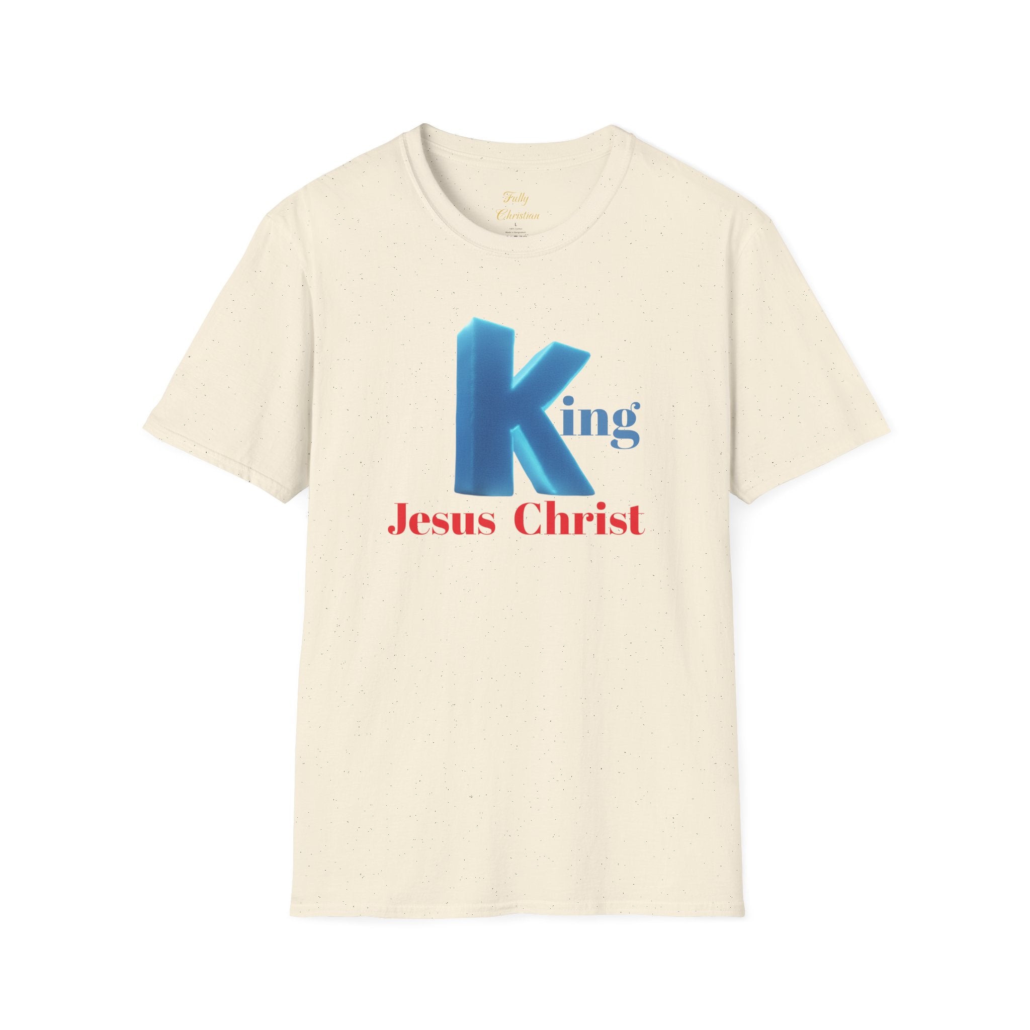 King Jesus Christ T-Shirt — 3D Blue Lettering Christian Faith Tee