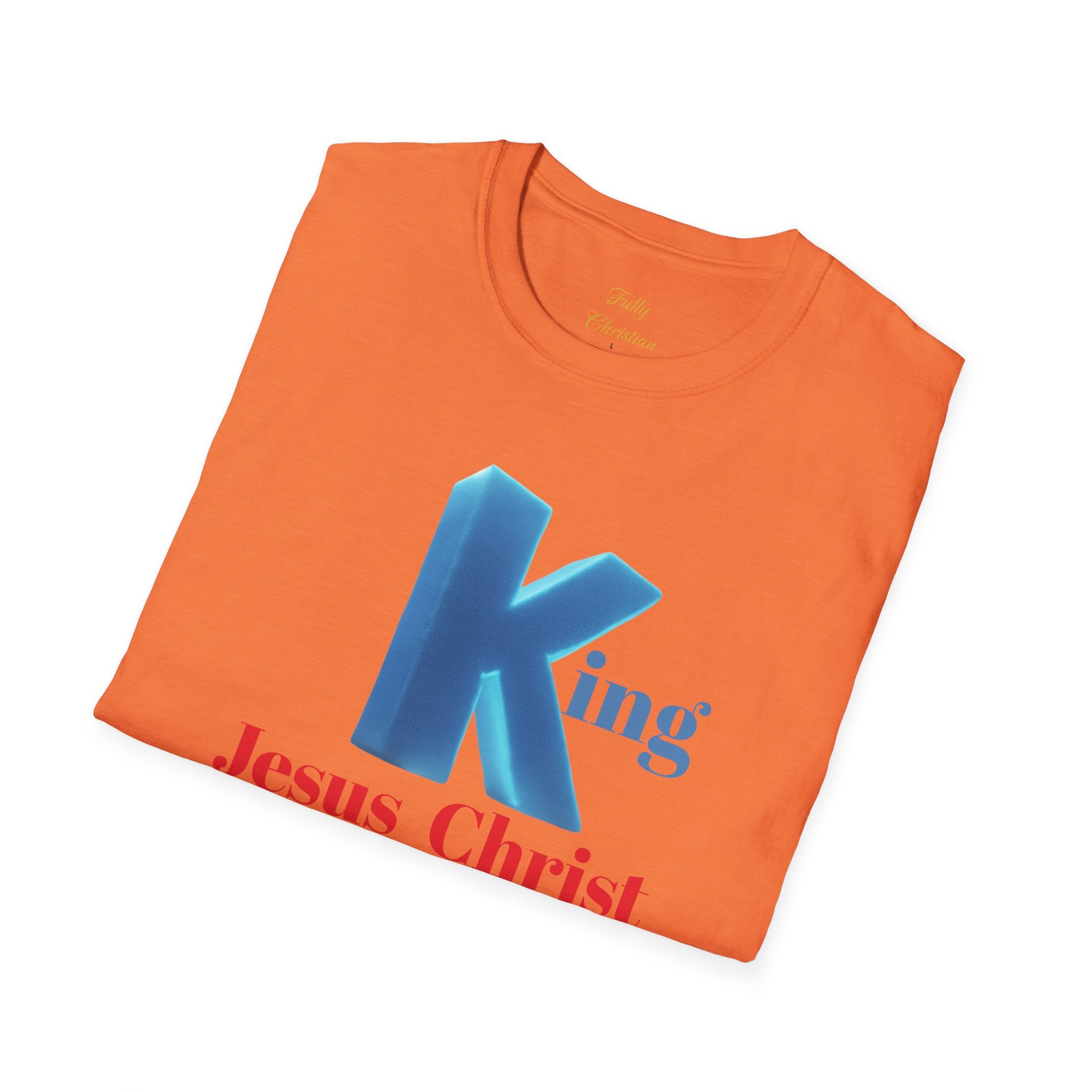 King Jesus Christ T-Shirt — 3D Blue Lettering Christian Faith Tee
