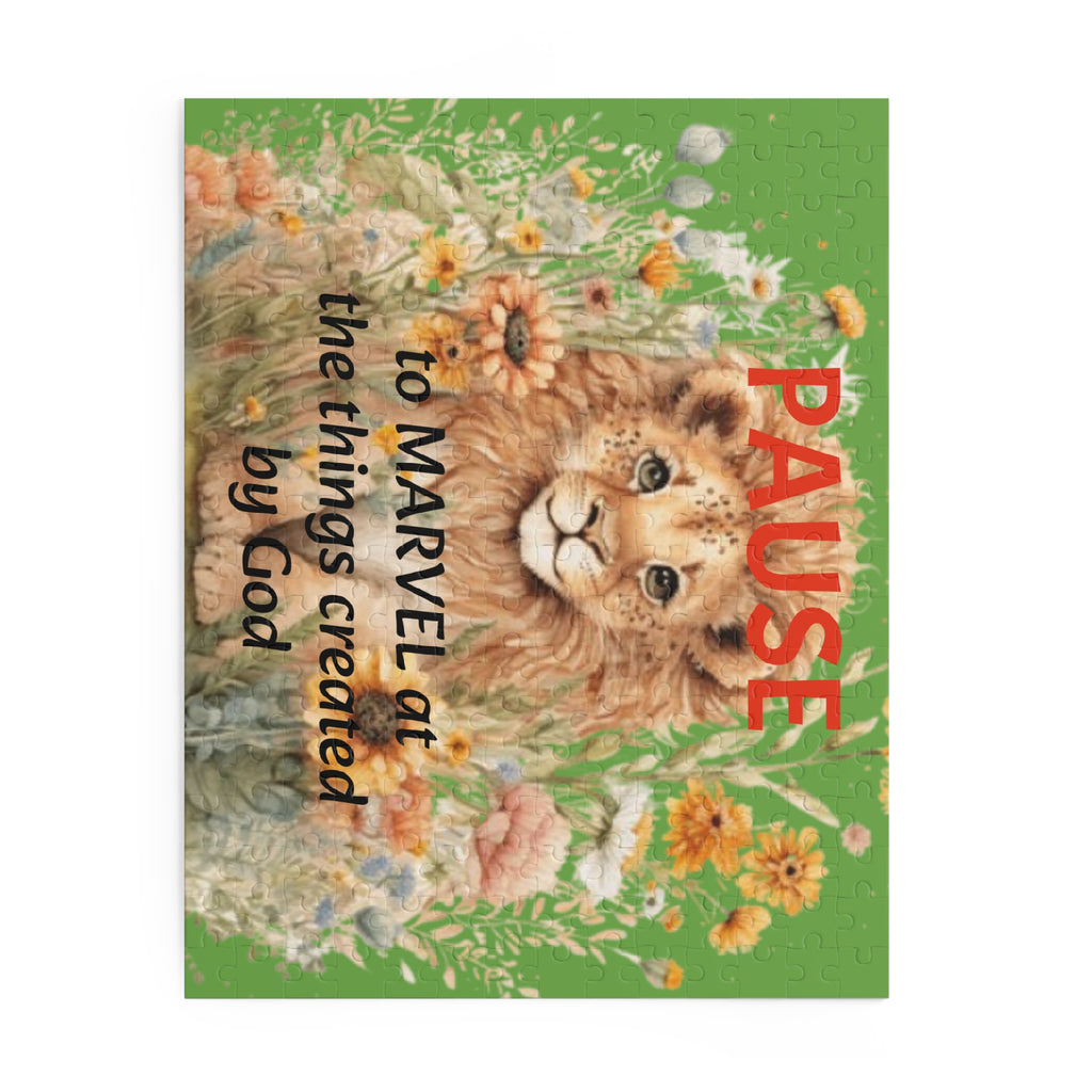 Christian Lion Puzzle — "PAUSE to MARVEL at the things created by God" (120/252/500 pc) – Christian faith apparel & gifts | 