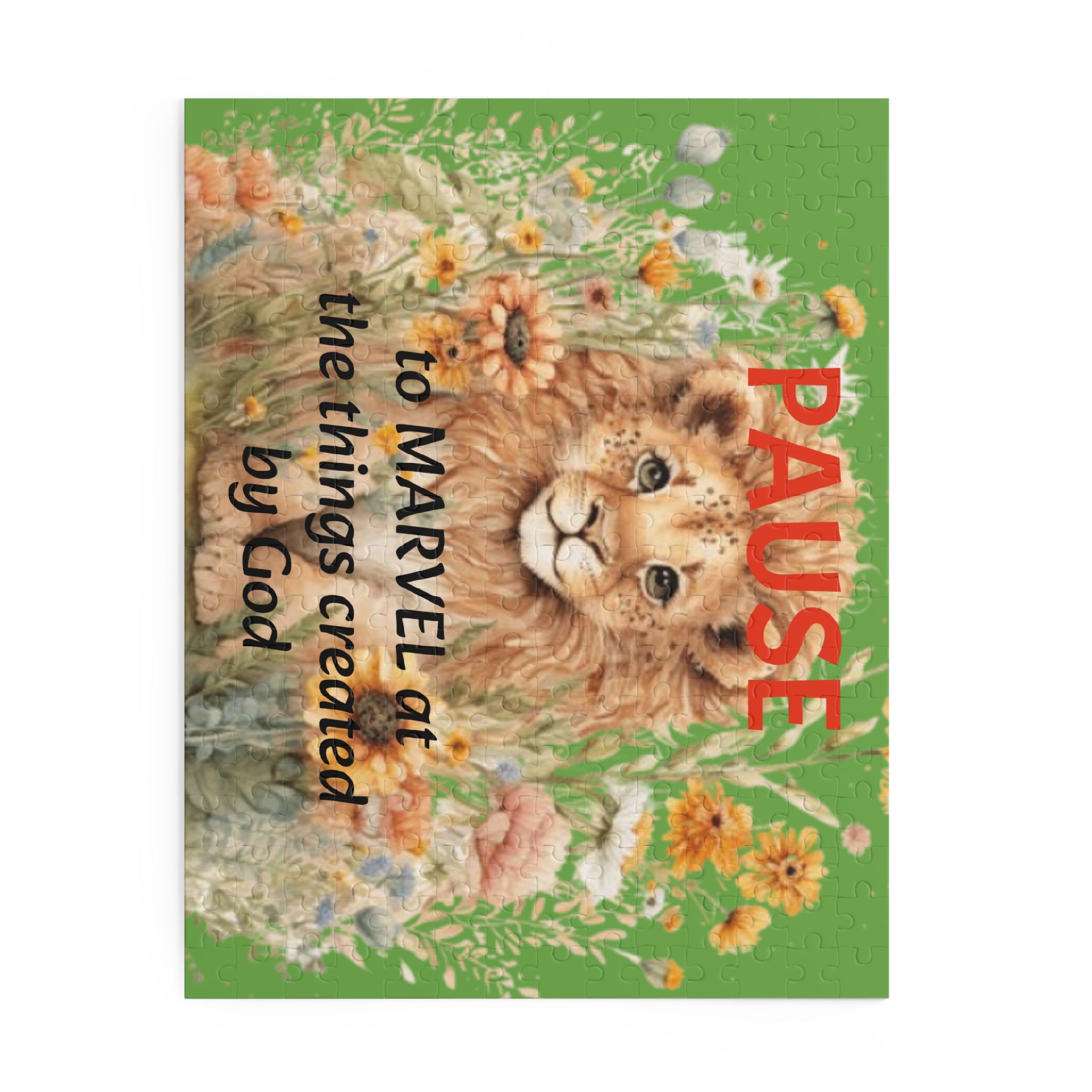 Christian Lion Puzzle — "PAUSE to MARVEL at the things created by God" (120/252/500 pc)
