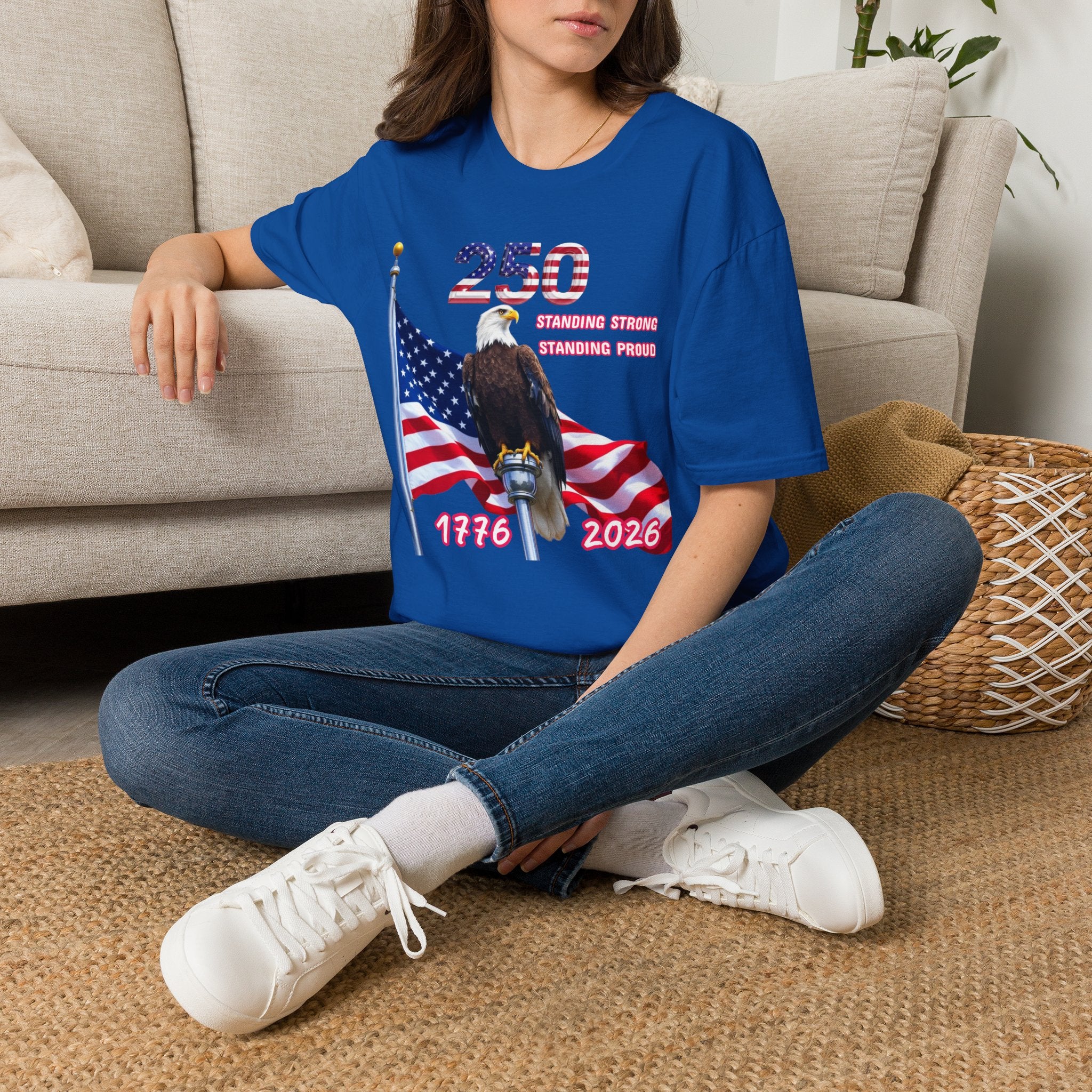 T-Shirt — 250 Years Patriotic Eagle Tee “Standing Strong, Standing Proud” (1776–2026)