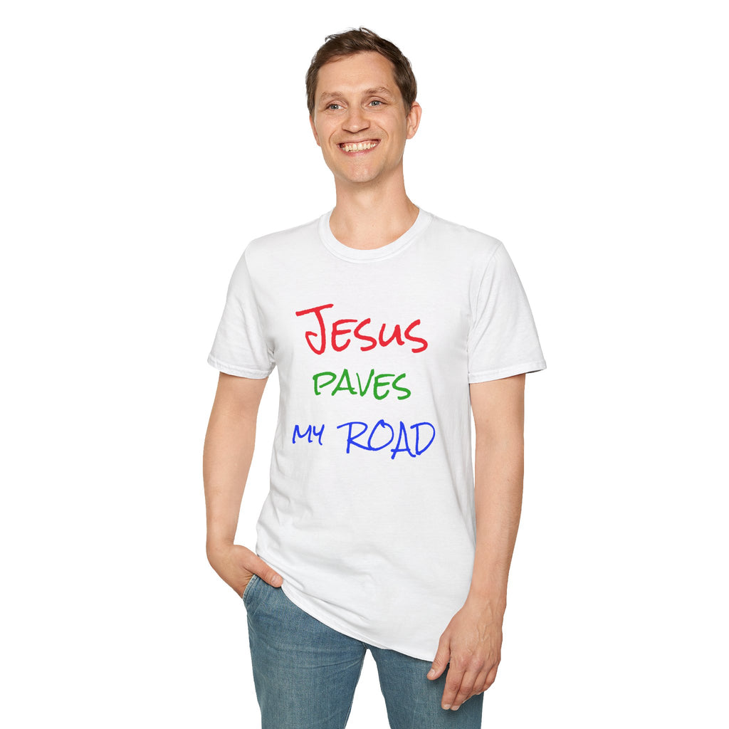 Jesus Paves My Road T-Shirt — Christian Faith Inspirational Tee – Christian faith apparel & gifts | Fully Christian Apparel