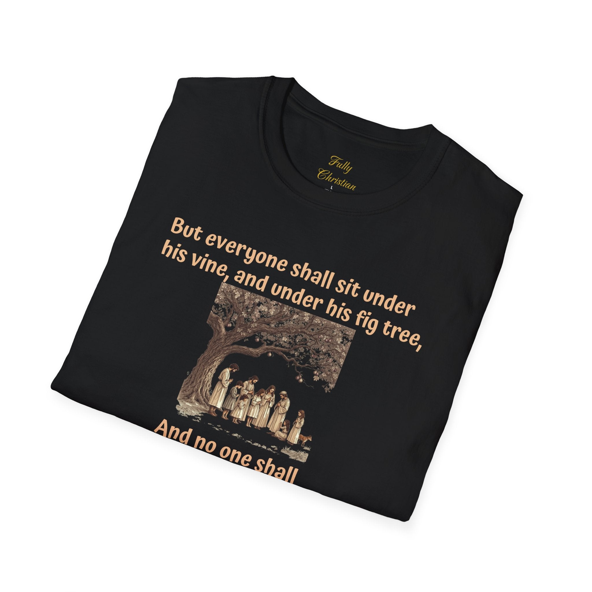 Biblical Scripture- Micah 4:4  T‑Shirt — "But everyone shall sit under his vine" Faith Graphic Tee