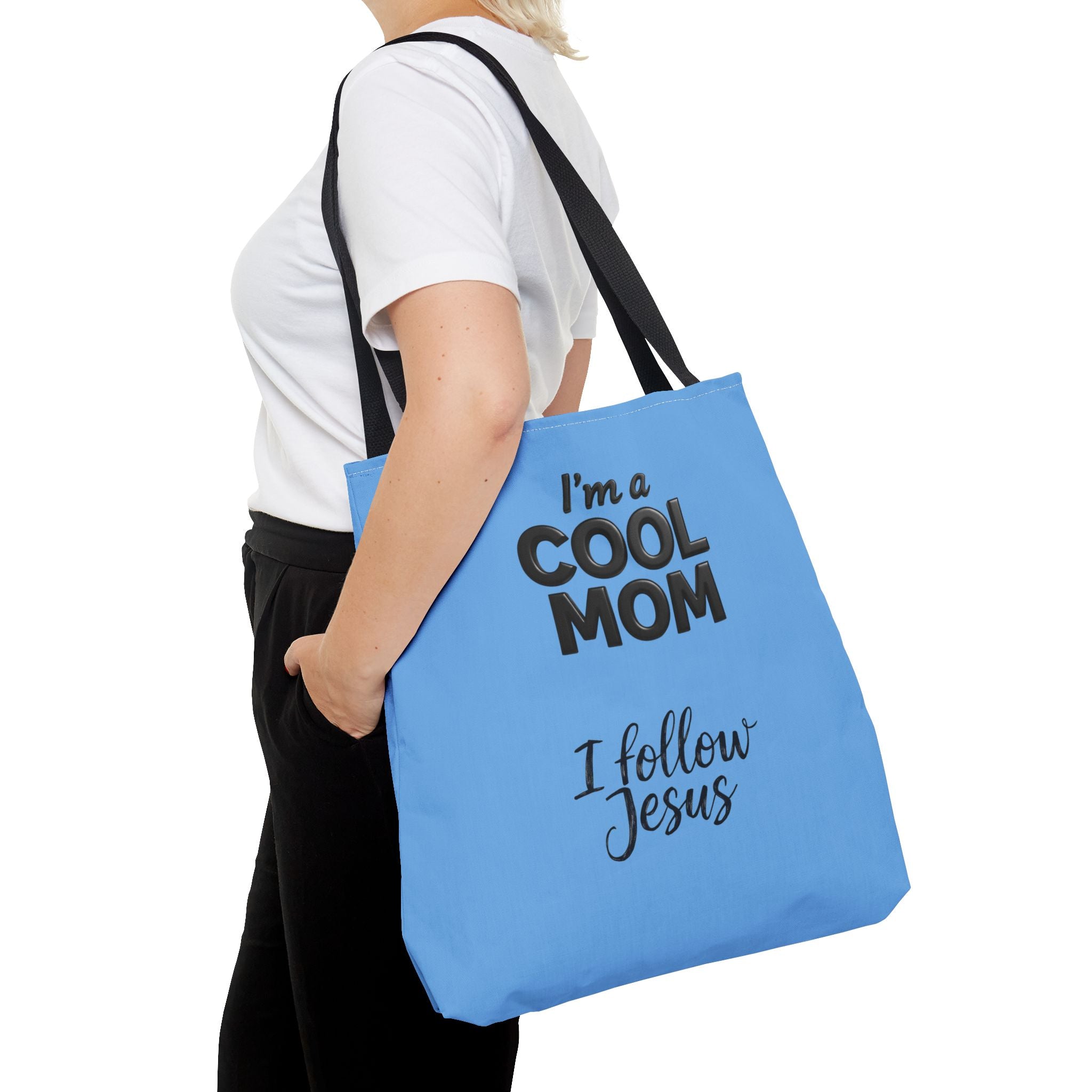 Cool Mom Tote Bag – "I Follow Jesus" Christian Faith Beach & Grocery Tote