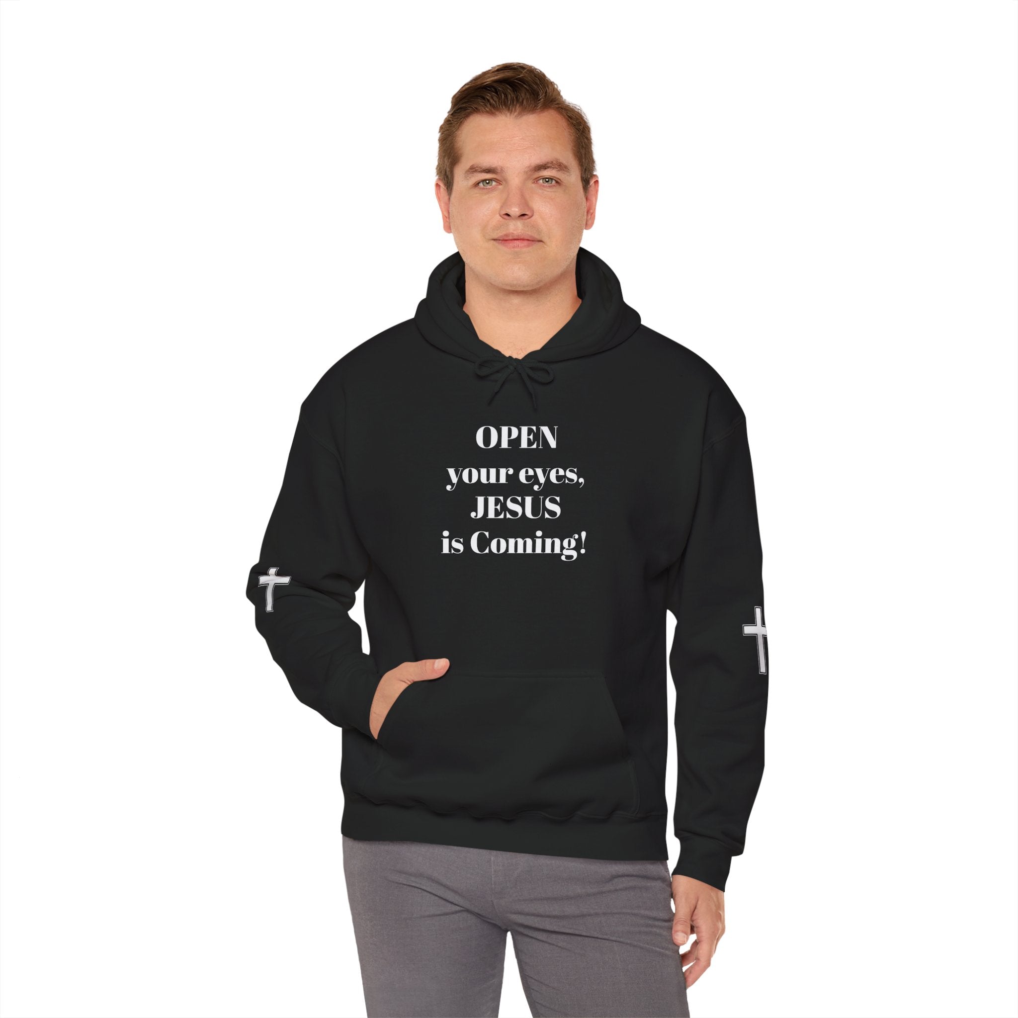 Religious Hoodie - "Open Your Eyes, JESUS is Coming!" Pullover