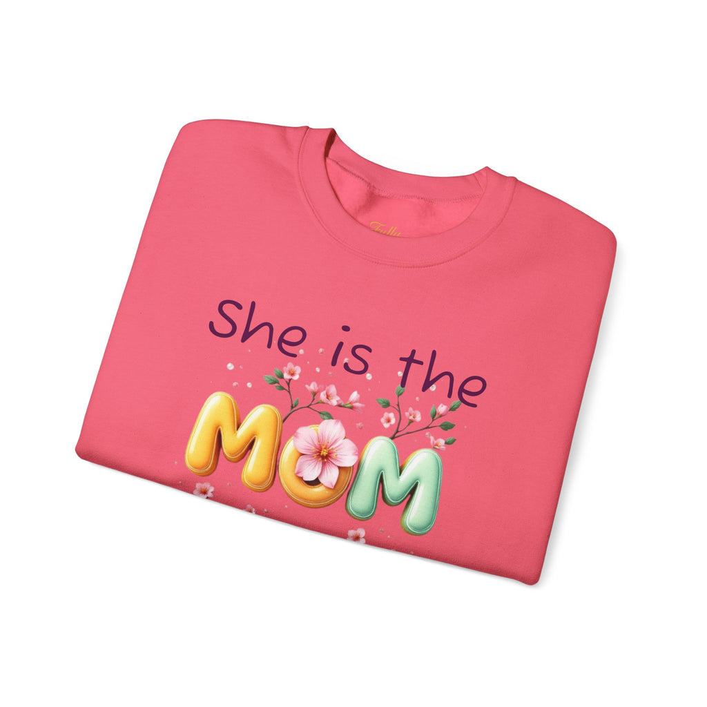 Greatest MOM Crewneck Sweatshirt — "She is the Greatest MOM" Floral Balloon Design