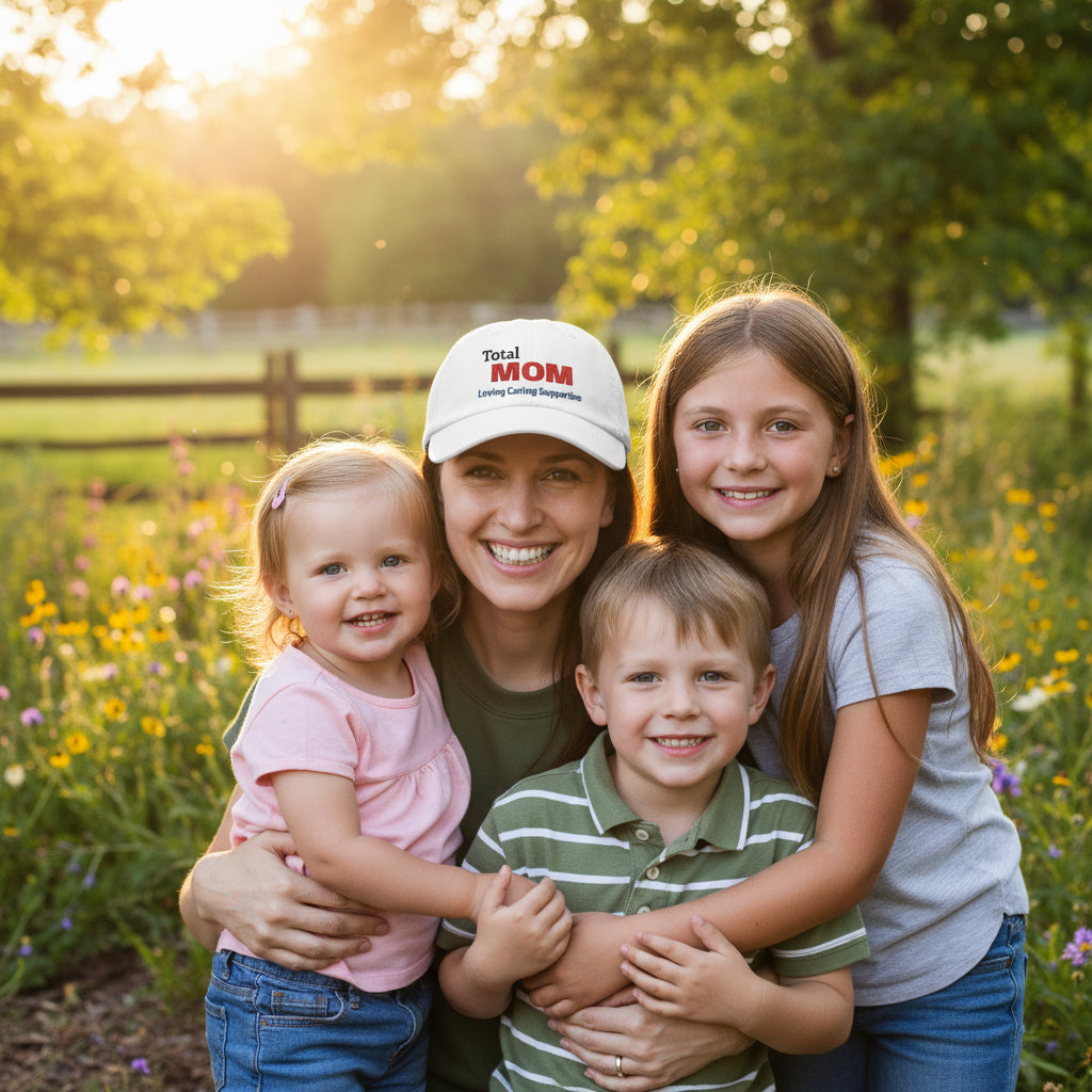 Total MOM Embroidered Classic Dad Cap — Loving Caring Supportive Hat for Mothers, Mother’s Day Gift