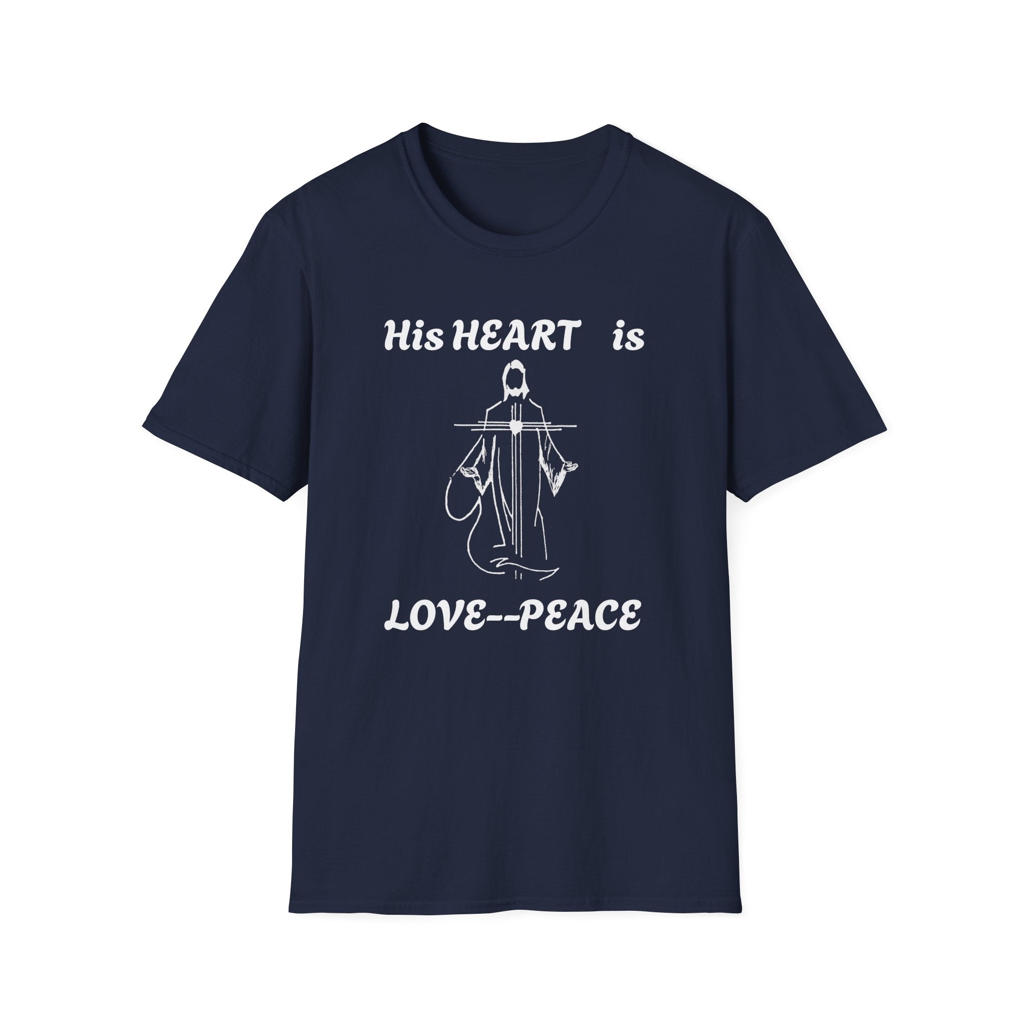 Christian Graphic Jesus  "His Heart is Love Peace" T-shirt