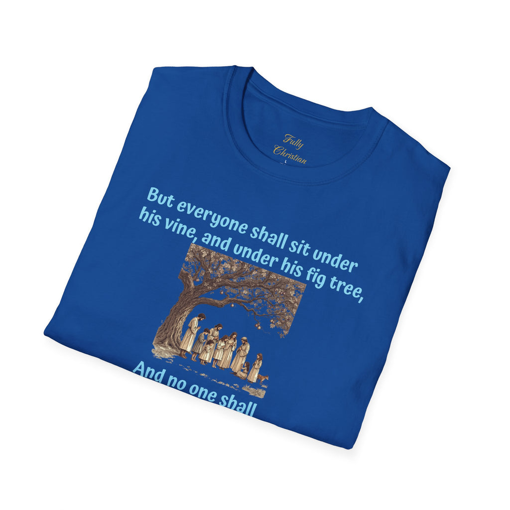 Biblical Scripture- Micah 4:4  T‑Shirt — "But everyone shall sit under his vine" Faith Graphic Tee