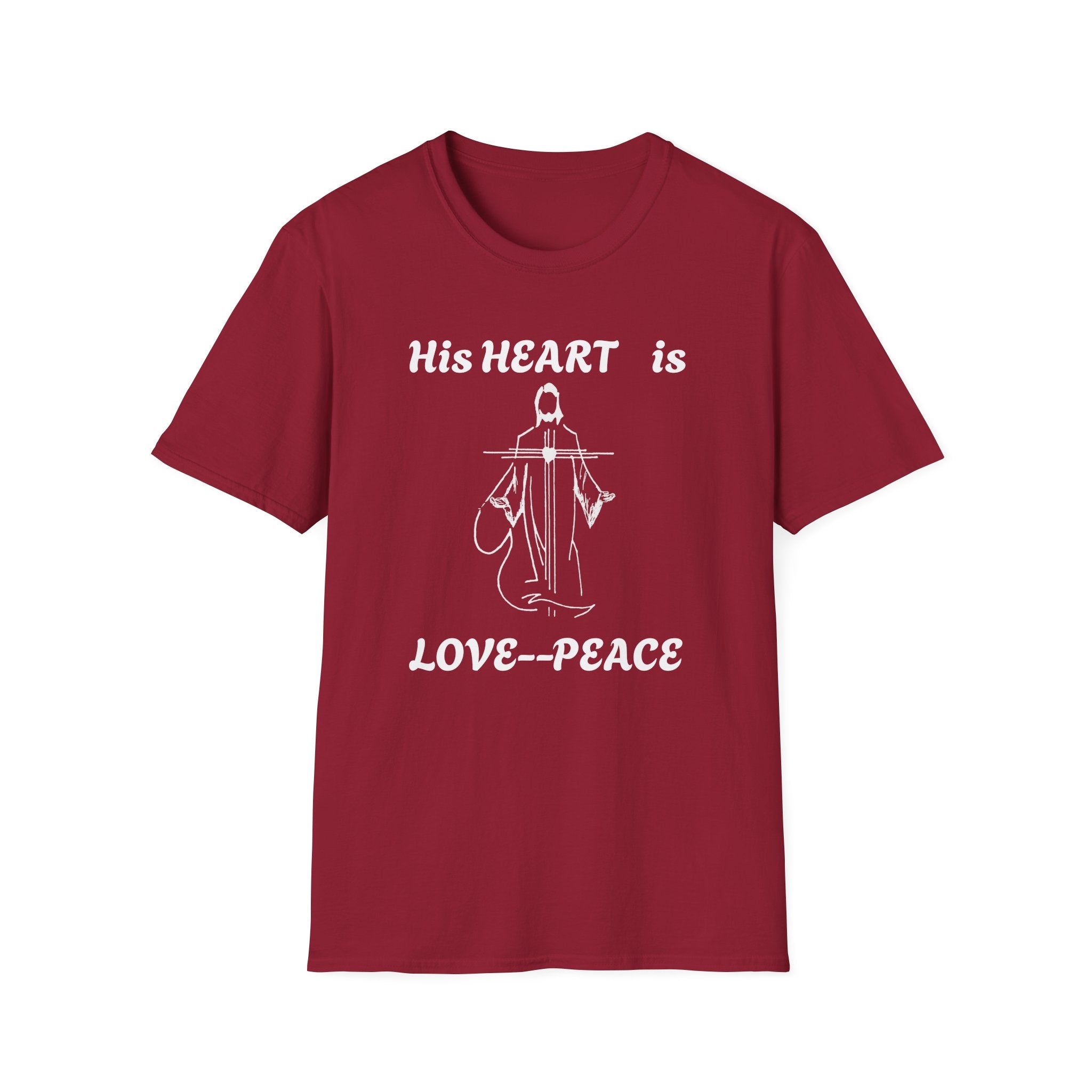 Christian Graphic Jesus  "His Heart is Love Peace" T-shirt