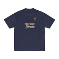 Pray More Stress Less T‑Shirt — Men’s Faith Graphic Tee with Gold Cross