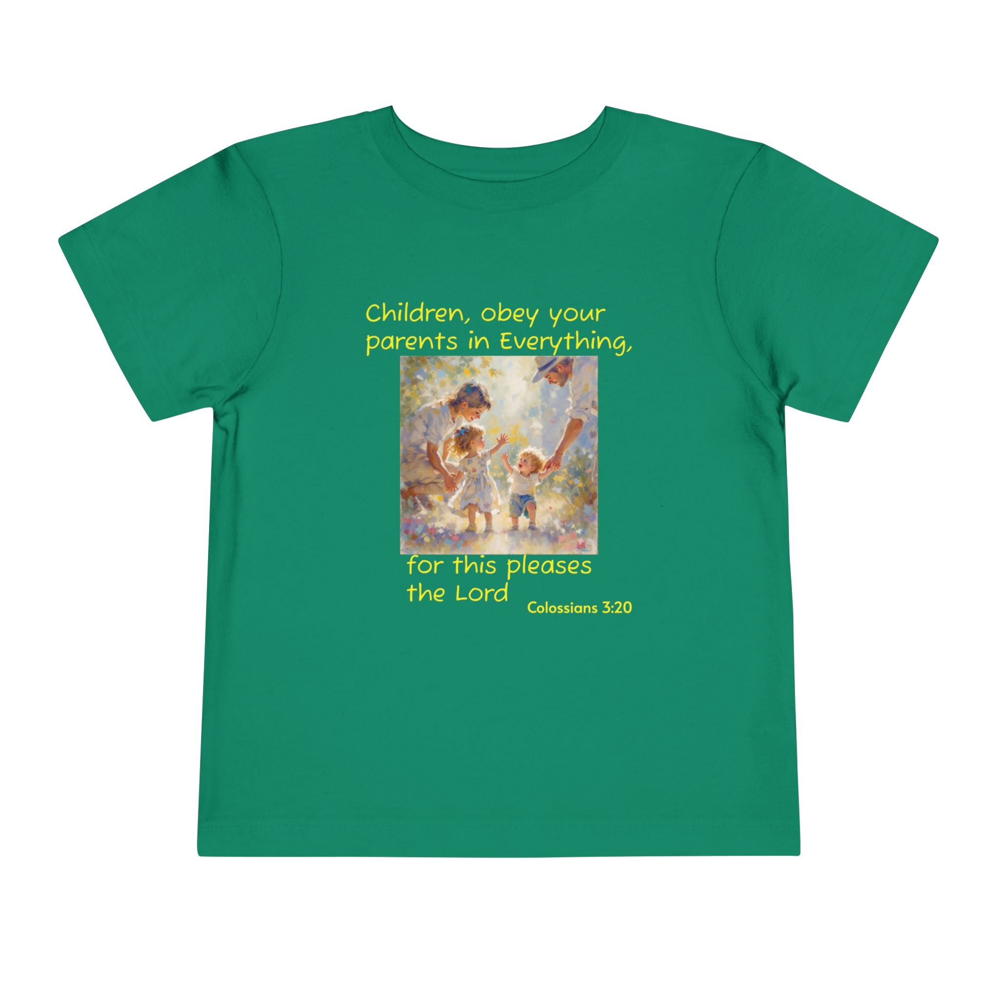 Toddler Tee – "Children, obey your parents in everything" Colossians 3:20 Christian Kids Shirt