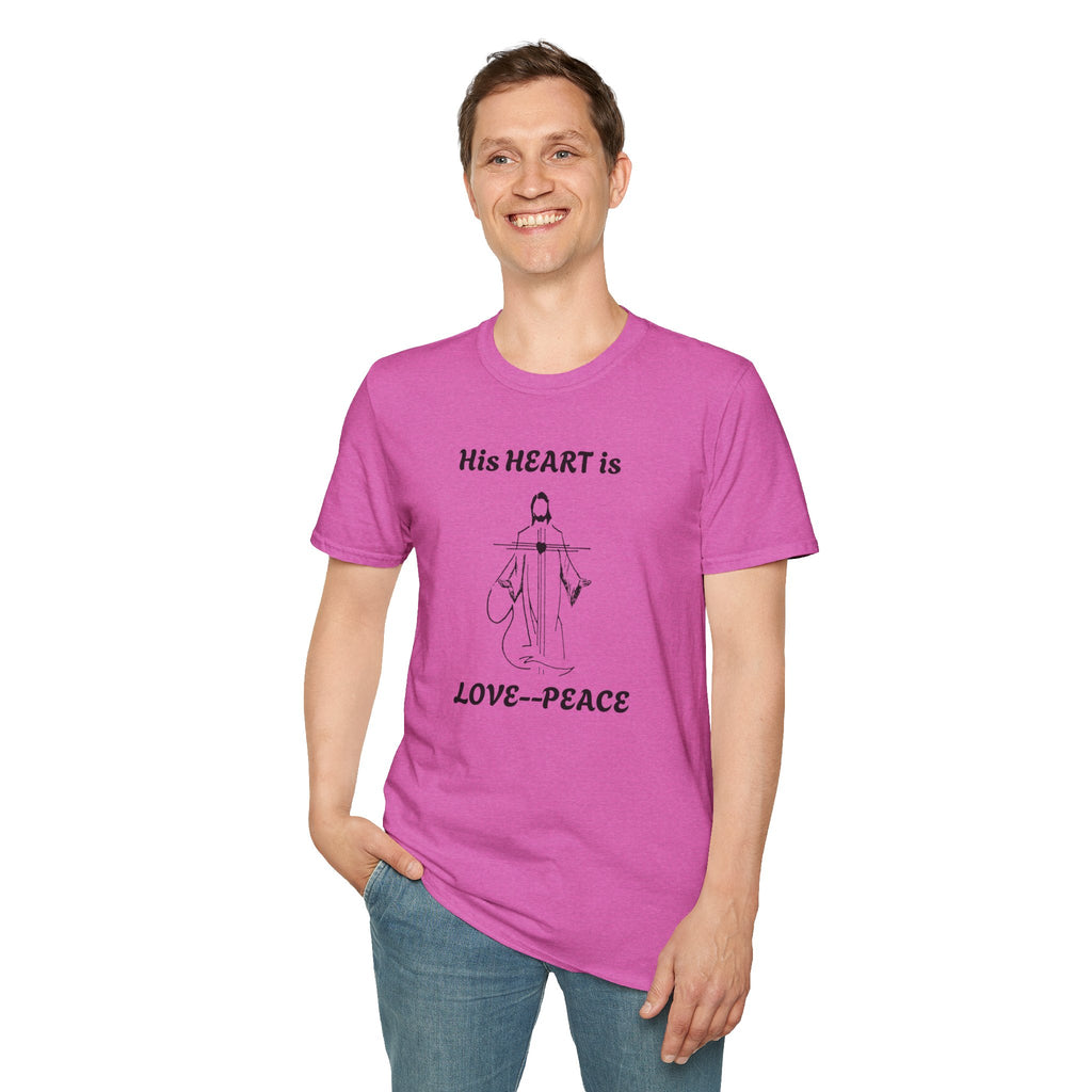 His Heart is Love Peace Unisex T-Shirt  Design