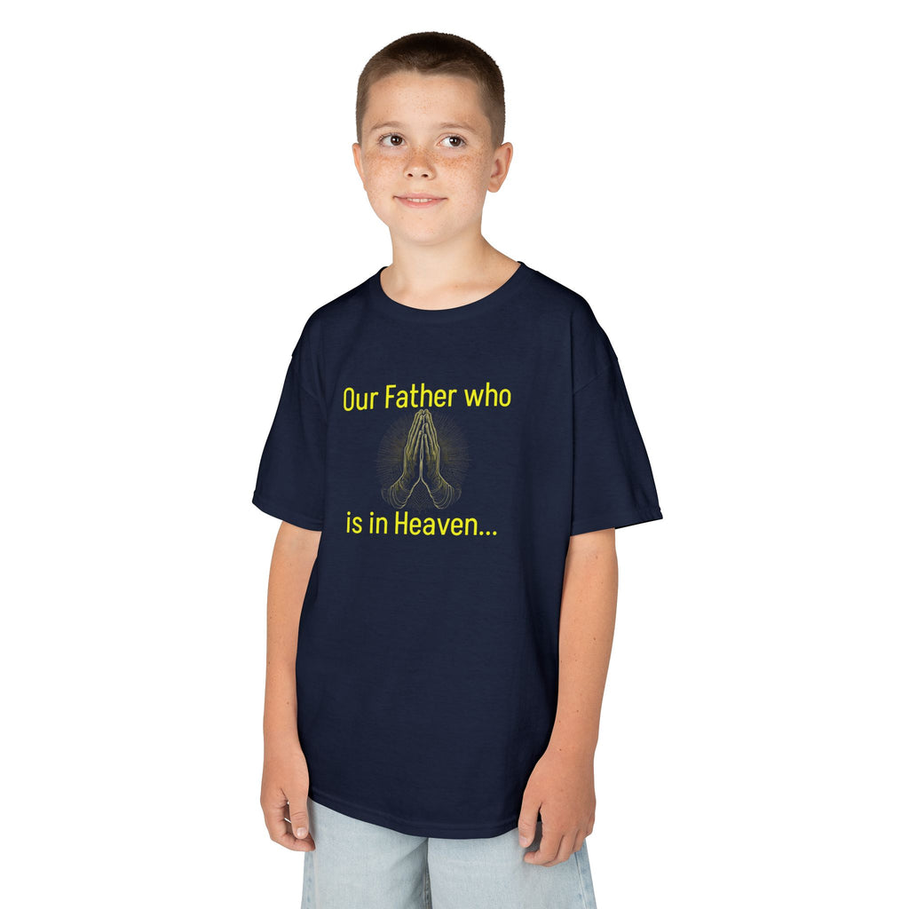 Kids T-Shirt “Our Father Who Is in Heaven” Praying Hands Faith Tee