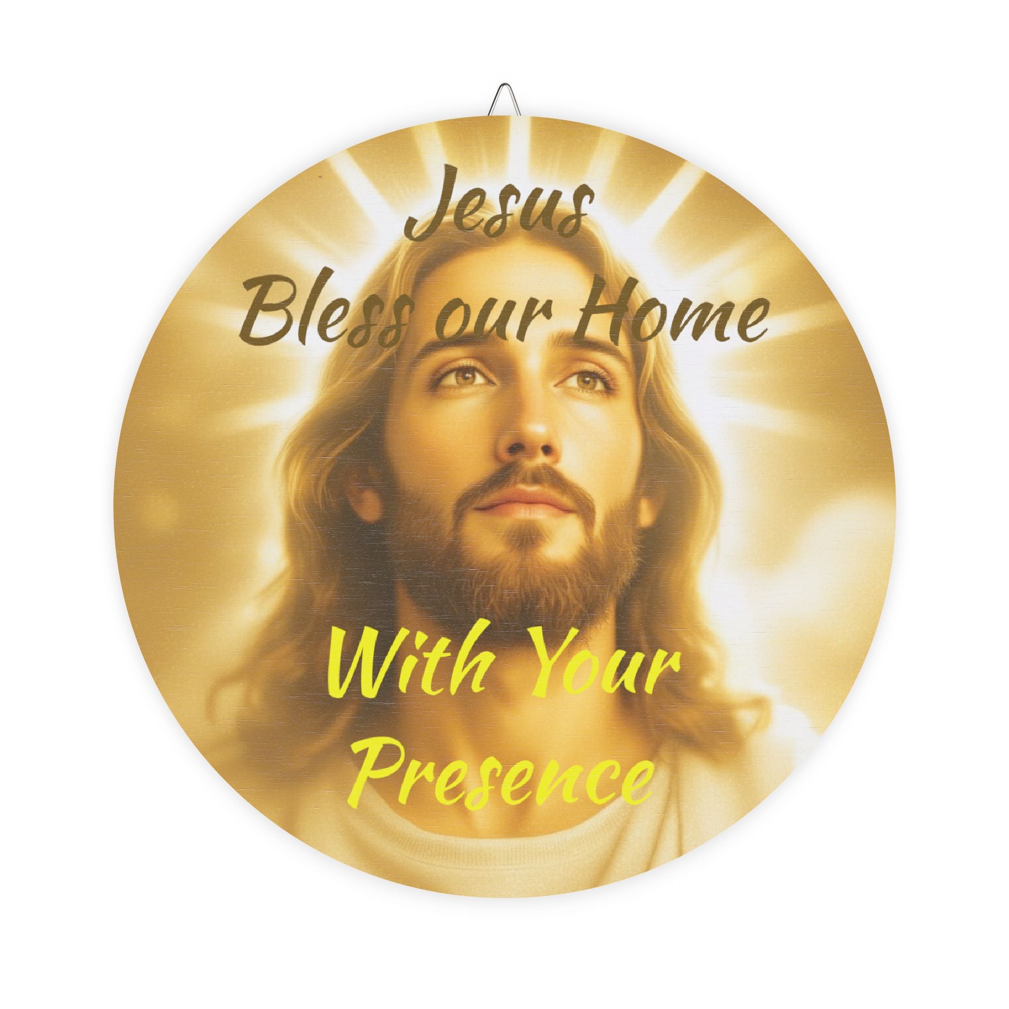 Jesus Bless Our Home- Round Wood Sign – Christian Wall Decor