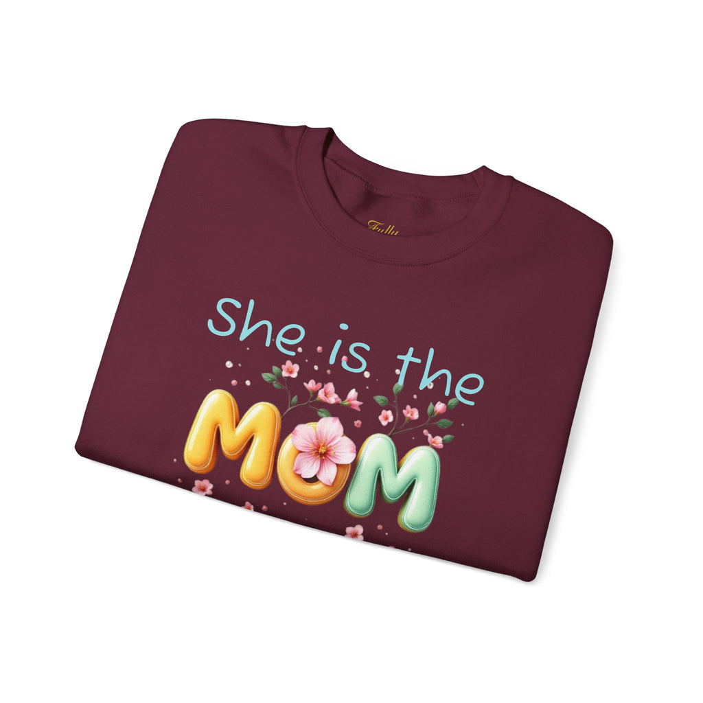 Greatest MOM Crewneck Sweatshirt — "She is the Greatest MOM" Floral Balloon Design