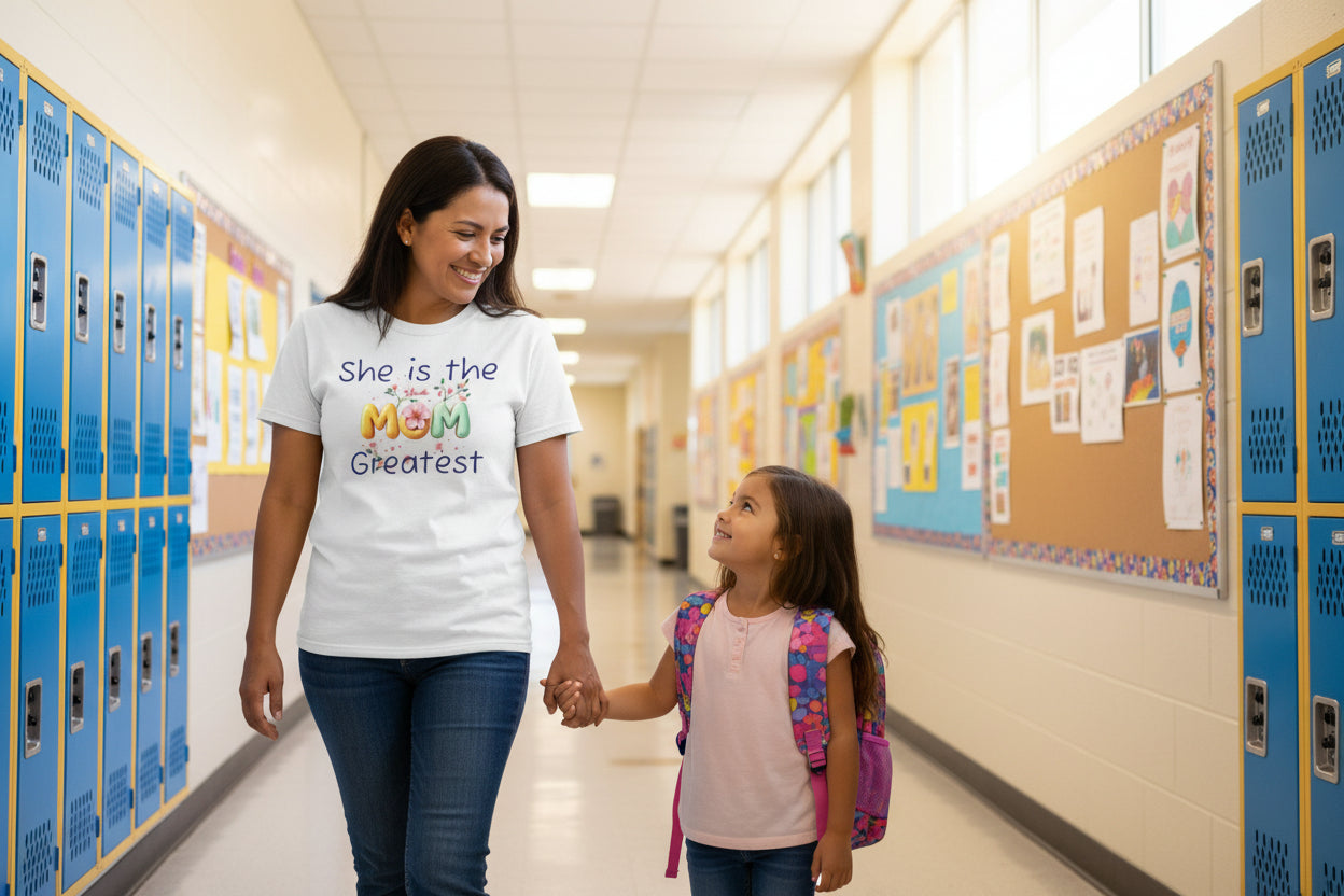 She Is the Greatest--MOM-- T-Shirt — Floral Mom Appreciation Tee for Mother’s Day