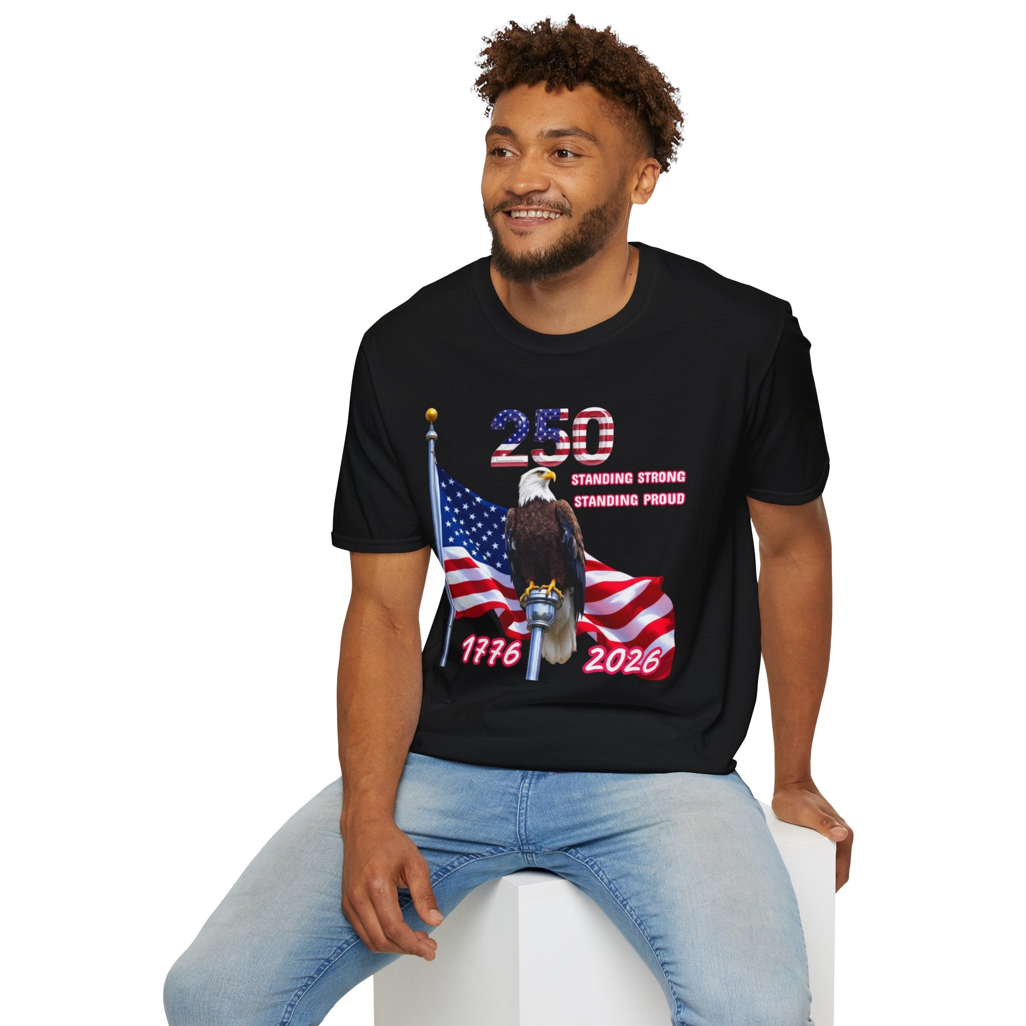 T-Shirt — 250 Years Patriotic Eagle Tee “Standing Strong, Standing Proud” (1776–2026)