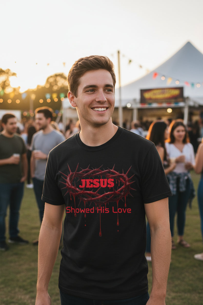 Jesus Showed His Love T-Shirt — Crown of Thorns Christian Tee