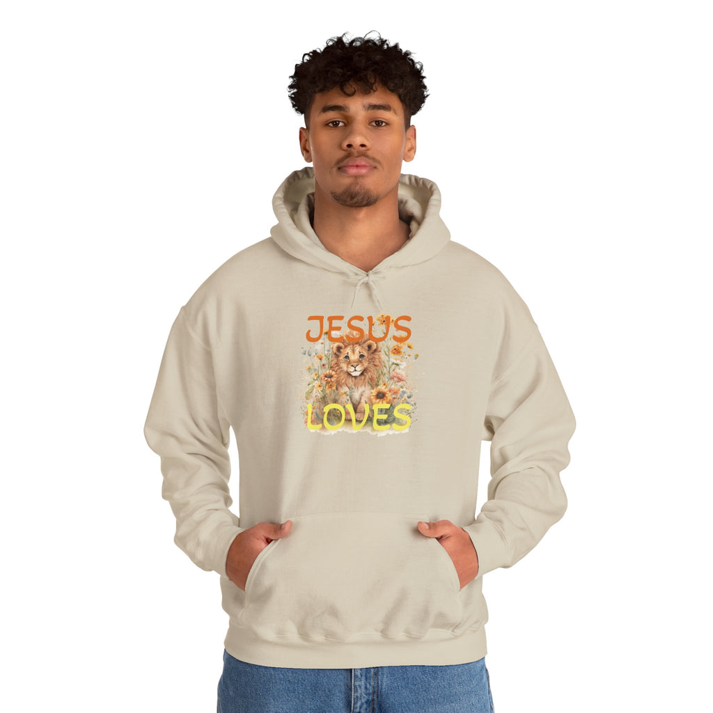 Jesus Loves Lion Hoodie - Faith-Inspired Christian Pullover