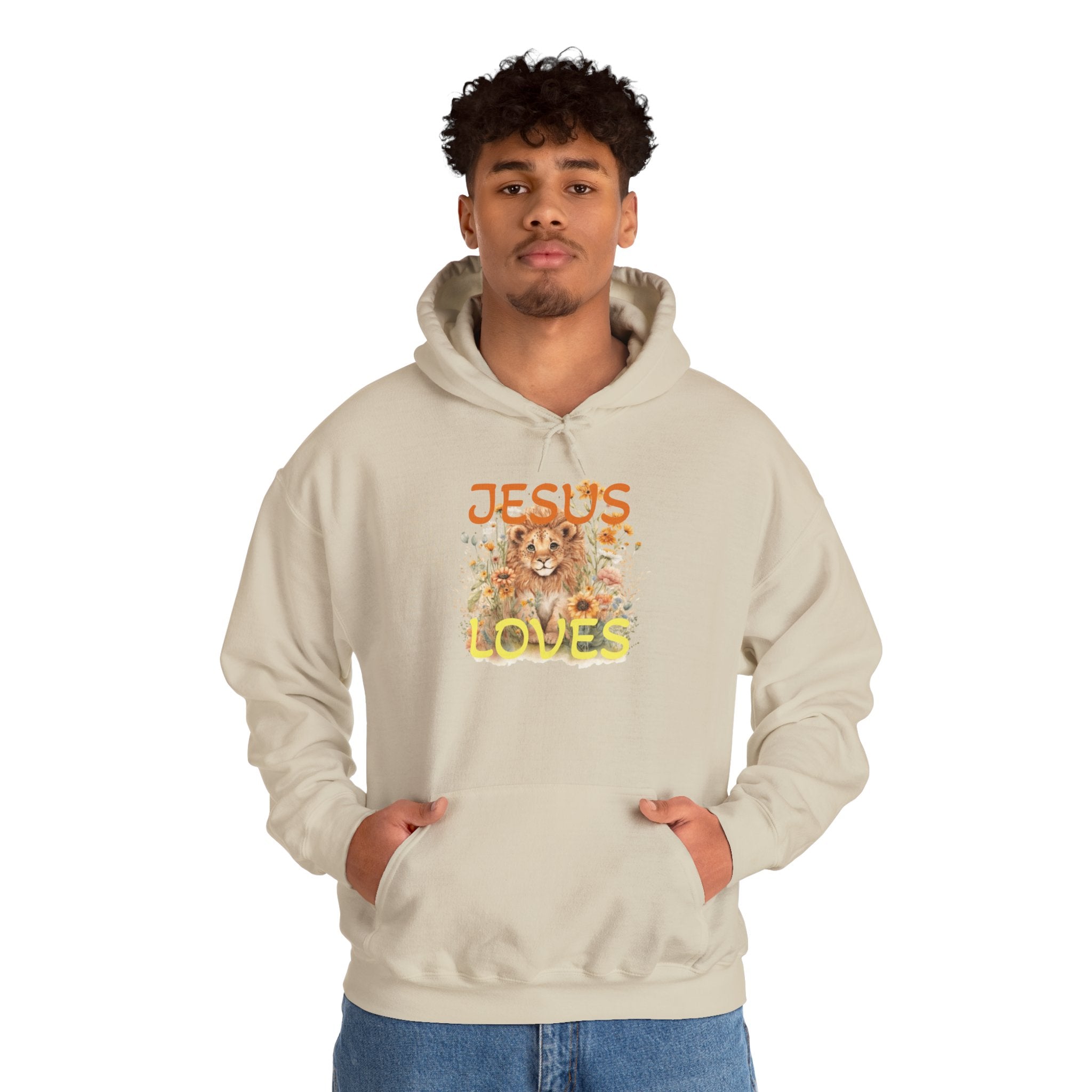 Jesus Loves Lion Hoodie - Faith-Inspired Christian Pullover