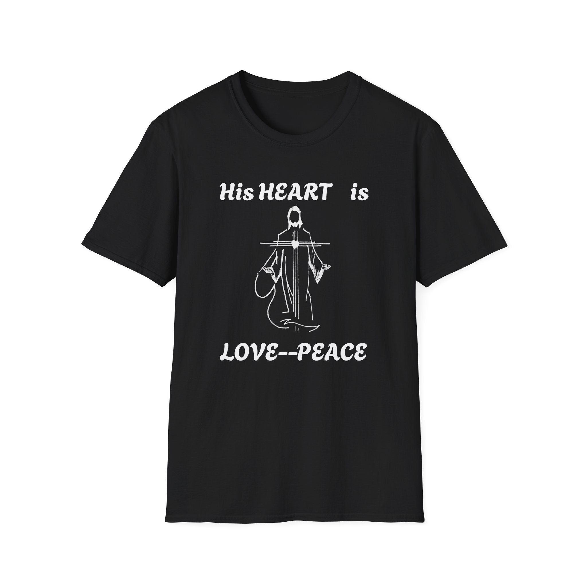 Christian Graphic Jesus  "His Heart is Love Peace" T-shirt