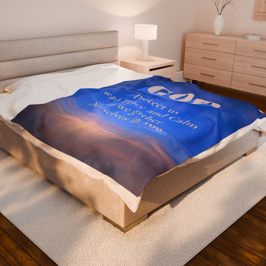 God Peace & Calm Velveteen Plush Blanket — Inspirational Religious Throw for Prayer, Comfort & Spiritual Gifts