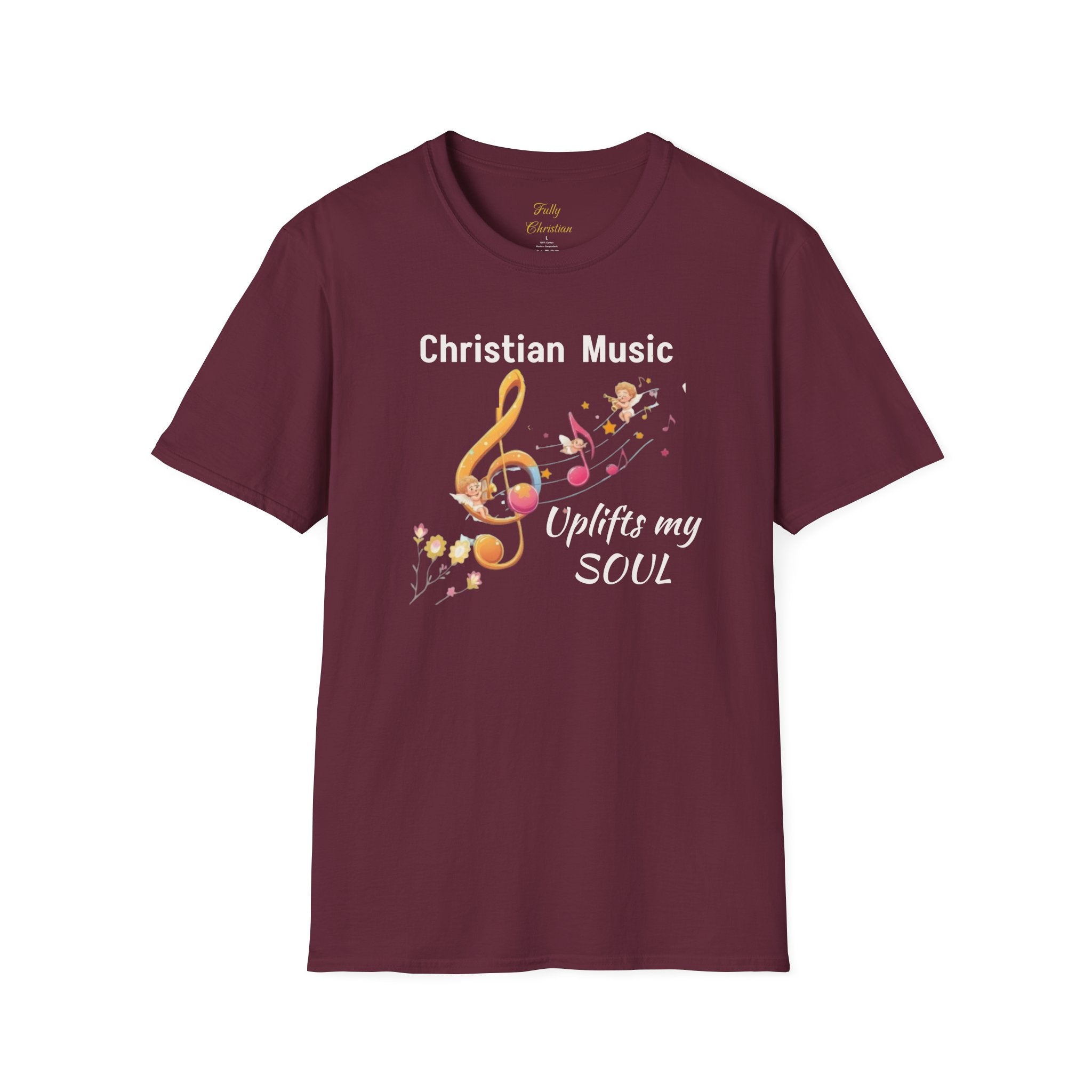 Christian Music T-Shirt – "Uplifts My Soul" Inspirational Faith Tee