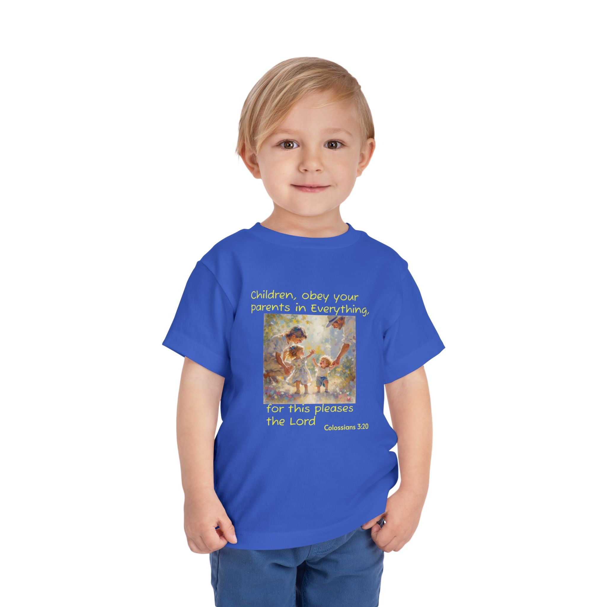 Toddler Tee – "Children, obey your parents in everything" Colossians 3:20 Christian Kids Shirt
