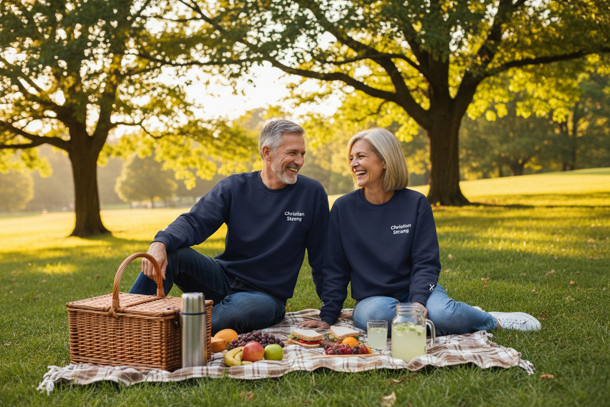 Embroidered Christian Strong Crewneck Sweatshirt — Faith-Inspired Graphic Pullover