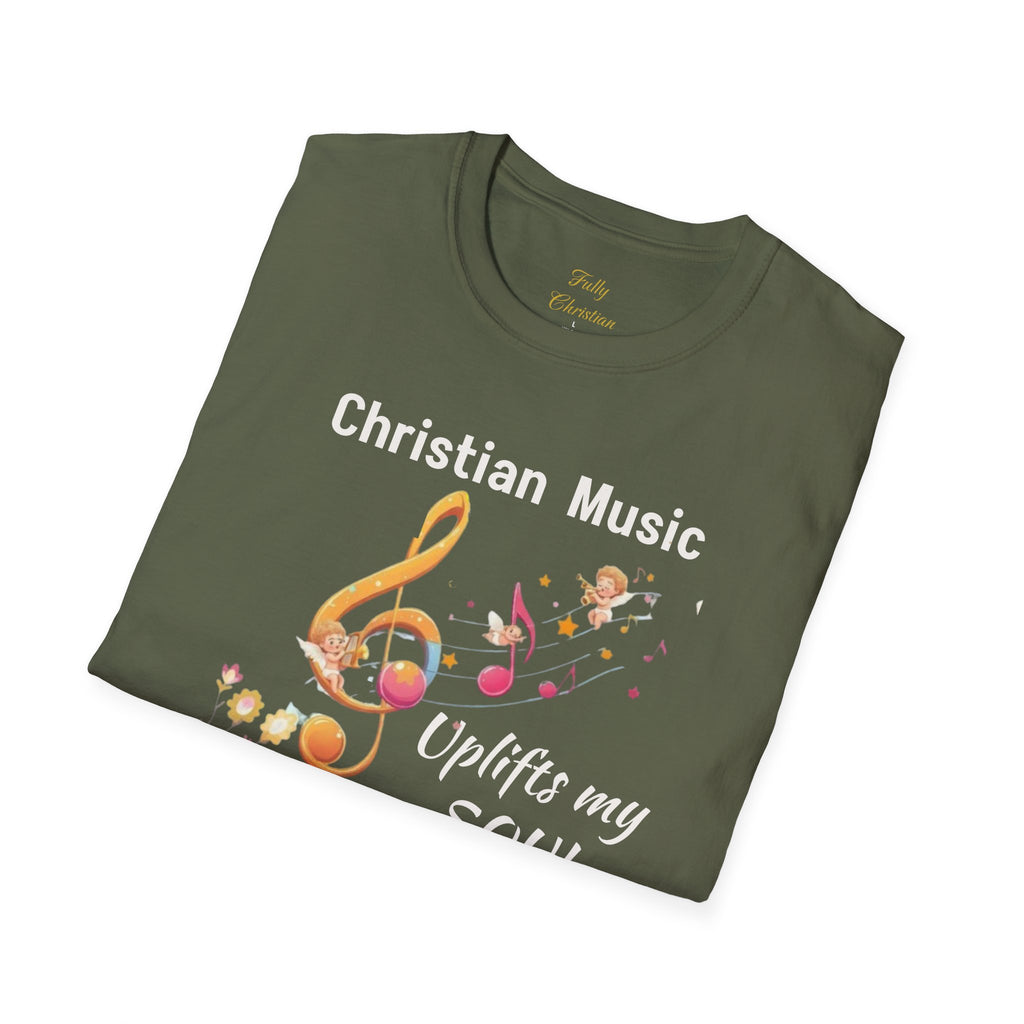 Christian Music T-Shirt – "Uplifts My Soul" Inspirational Faith Tee