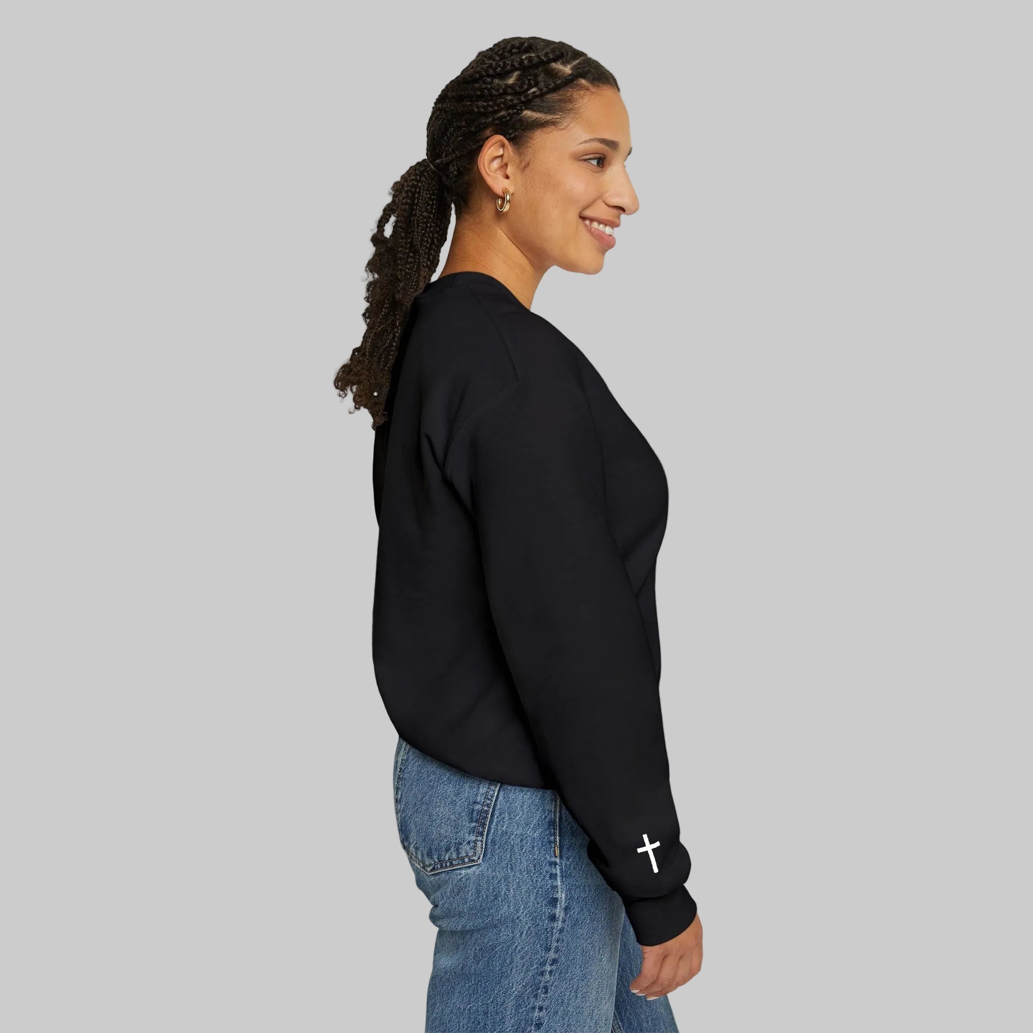 Embroidered Christian Strong Crewneck Sweatshirt — Faith-Inspired Graphic Pullover
