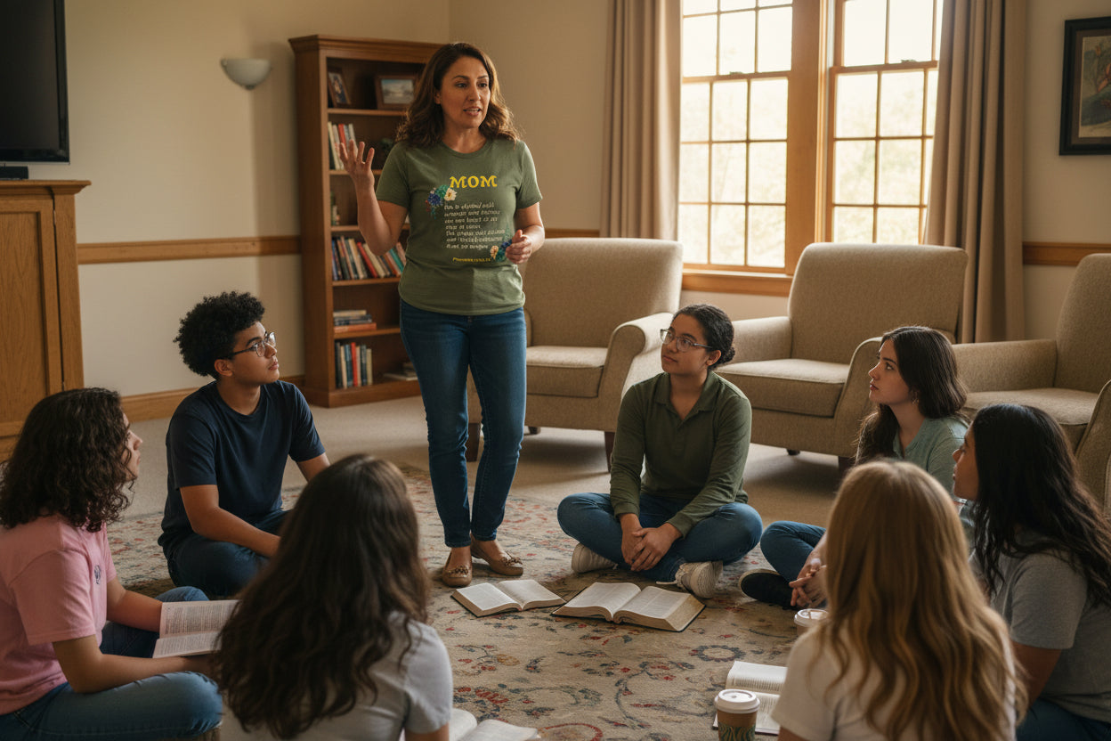 Mom Floral Scripture T-Shirt — Proverbs 31:25 Tribute Shirt
