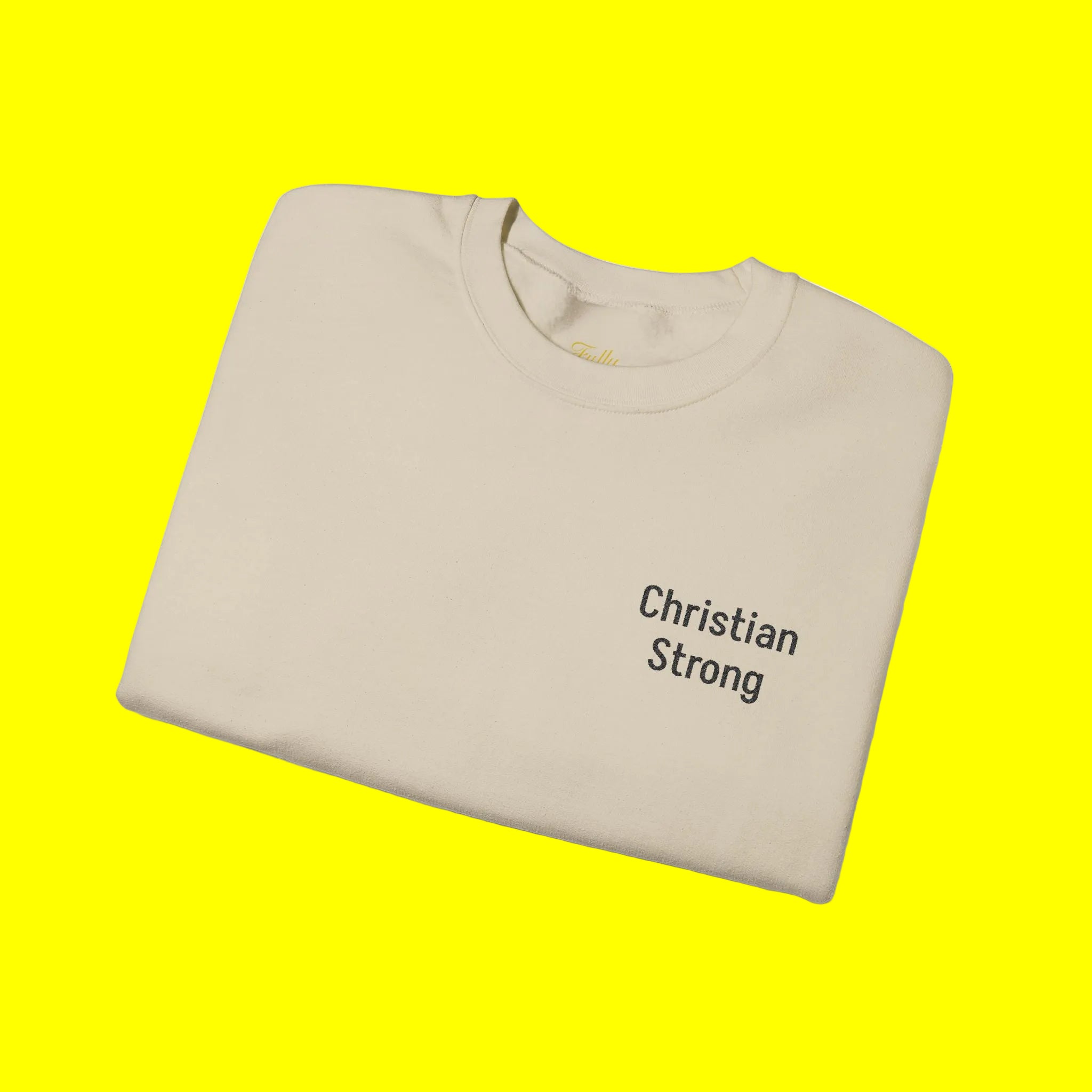 Embroidered Christian Strong Crewneck Sweatshirt – Faith-Inspired Minimalist Pullover