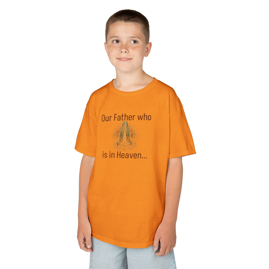 Kids T-Shirt “Our Father Who Is in Heaven” Praying Hands Faith Tee
