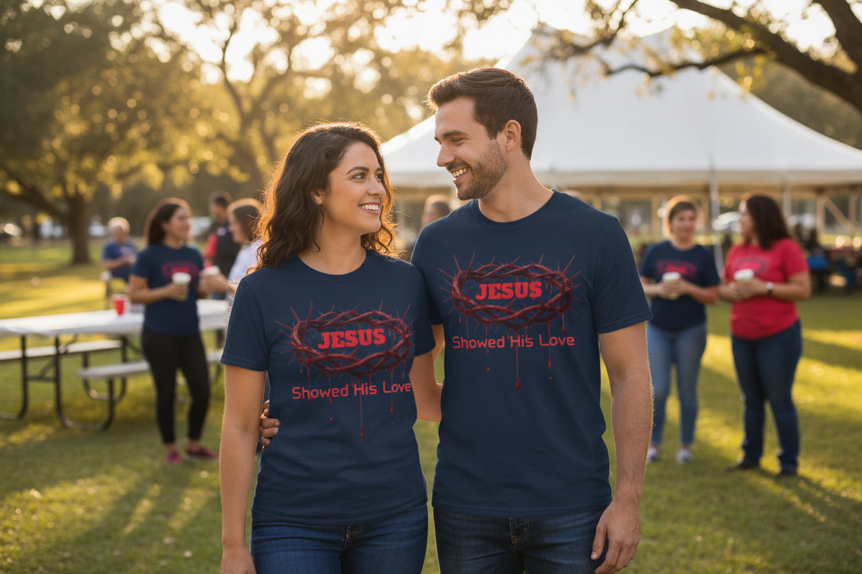 Jesus Showed His Love T-Shirt — Crown of Thorns Christian Tee