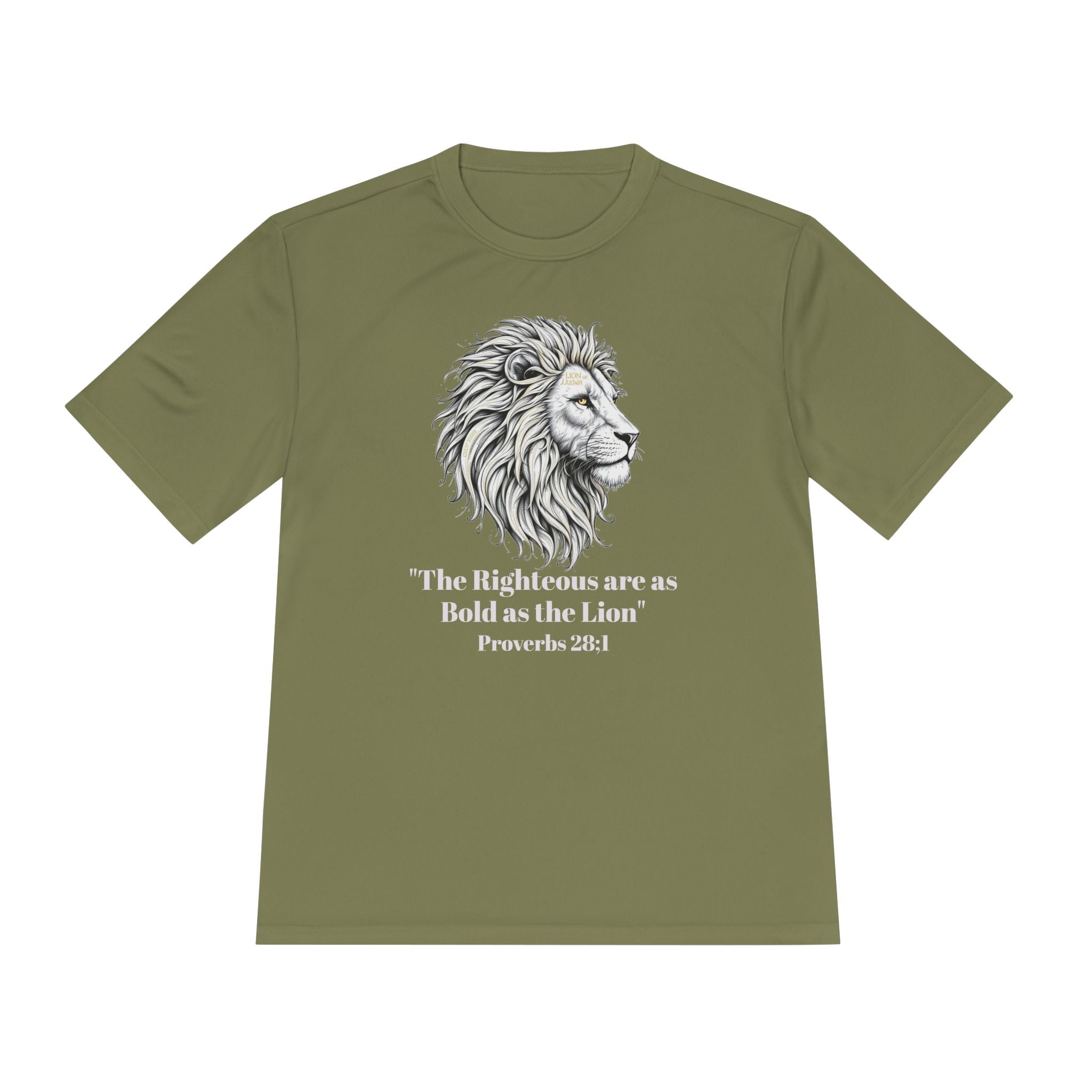 Lion Portrait Polyester T‑Shirt — “The Righteous are as bold as the Lion” Proverbs 28:1