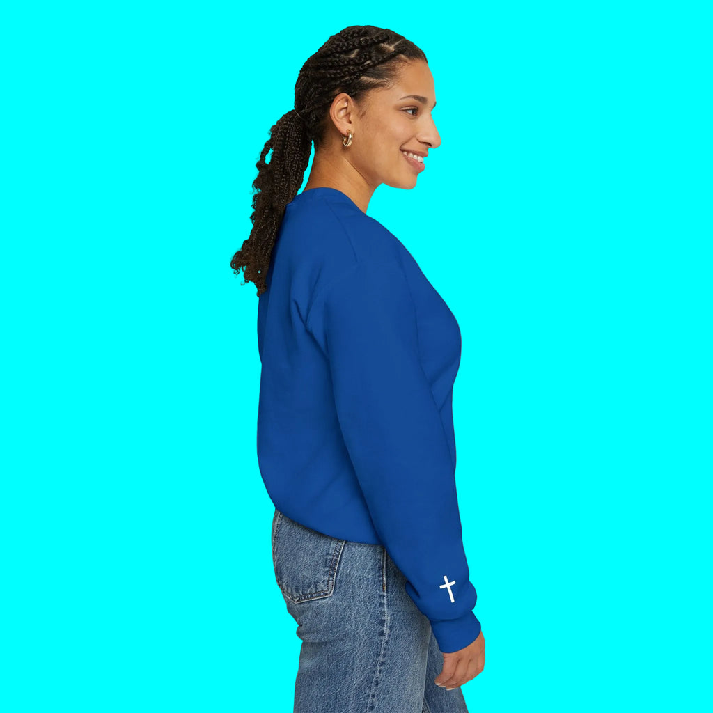 Embroidered Christian Strong Crewneck Sweatshirt — Faith-Inspired Graphic Pullover