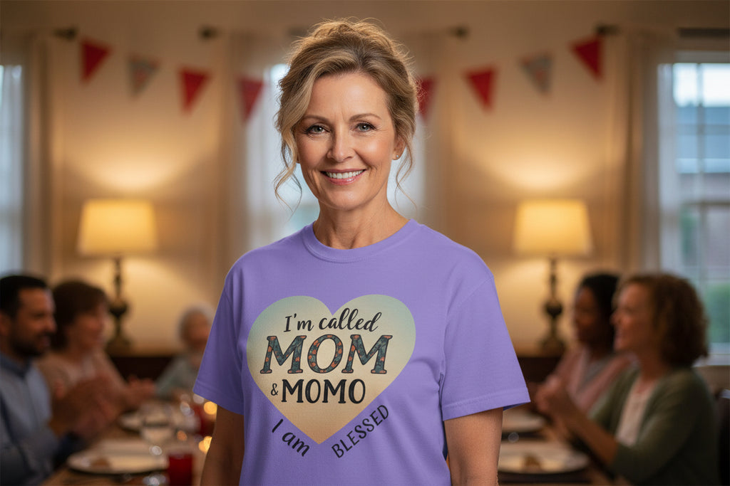 I'm Called Mom & Momo T-Shirt — "I Am Blessed" Heart Design