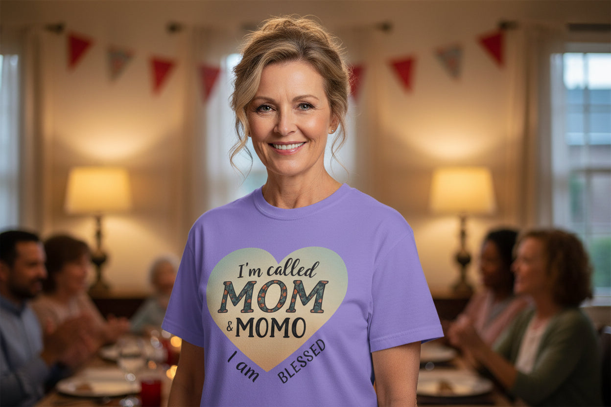 I'm Called Mom & Momo T-Shirt — "I Am Blessed" Heart Design