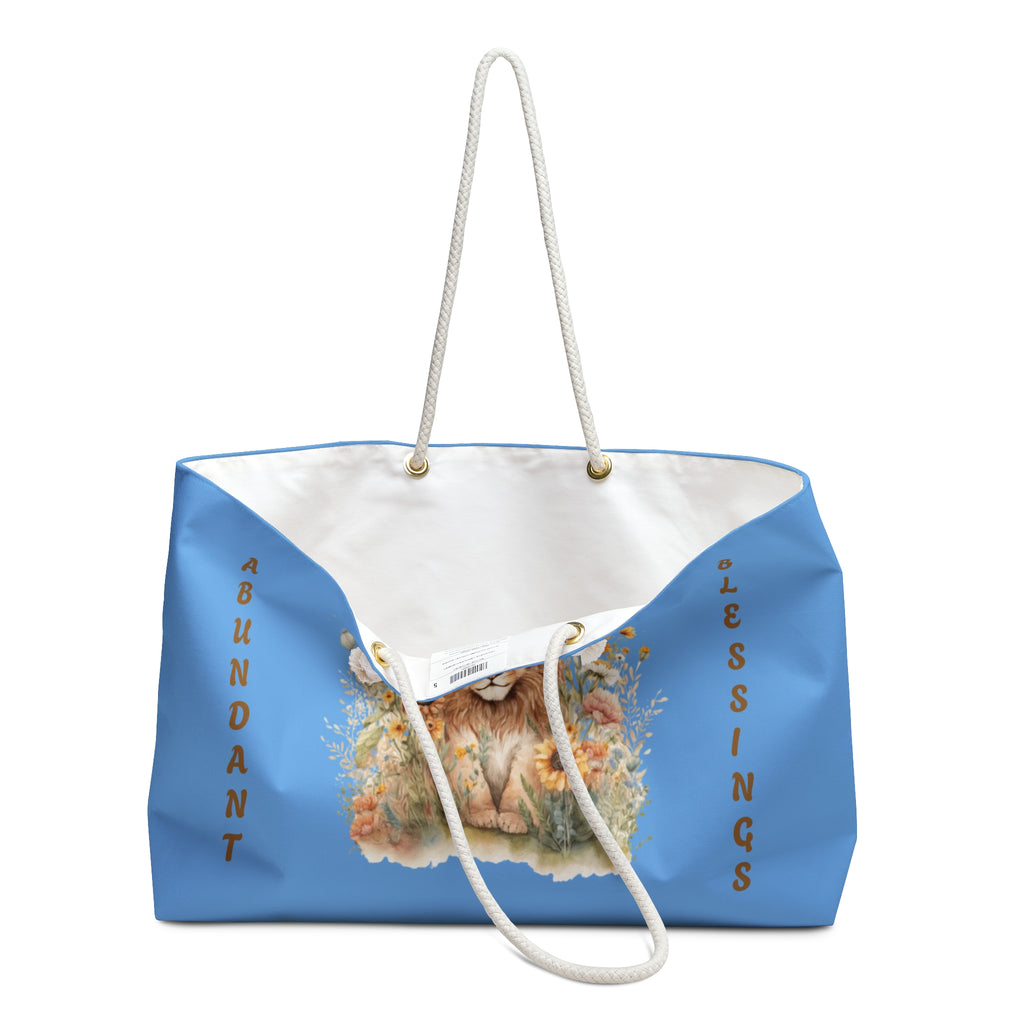 Weekender Bag - 'Abundant Blessings' Lion Floral Travel Tote – Christian faith apparel & gifts | Fully Christian Apparel