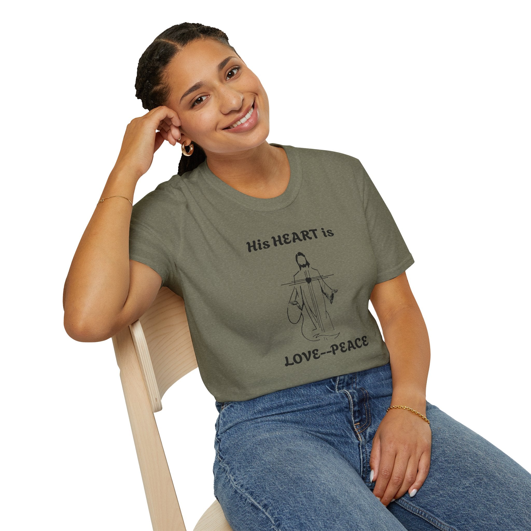 His Heart is Love Peace Unisex T-Shirt  Design