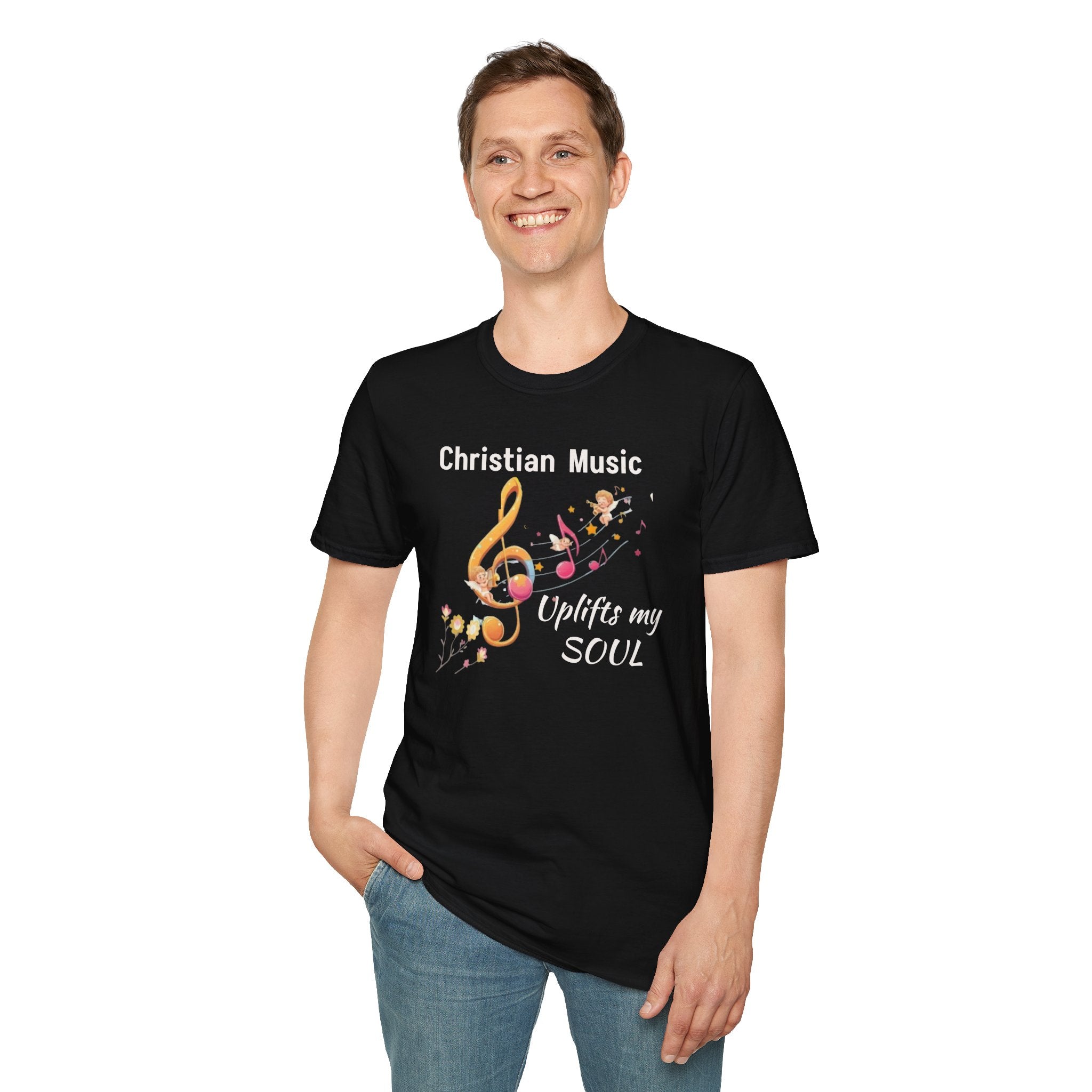 Christian Music T-Shirt – "Uplifts My Soul" Inspirational Faith Tee