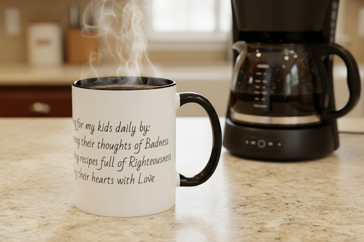Mama Home Coffee Mug — Inspirational "Praying for My Kids" Accent Mug (11/15oz)