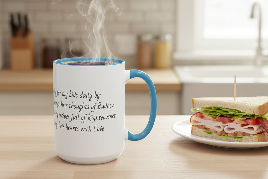 Mama Home Coffee Mug — Inspirational "Praying for My Kids" Accent Mug (11/15oz)