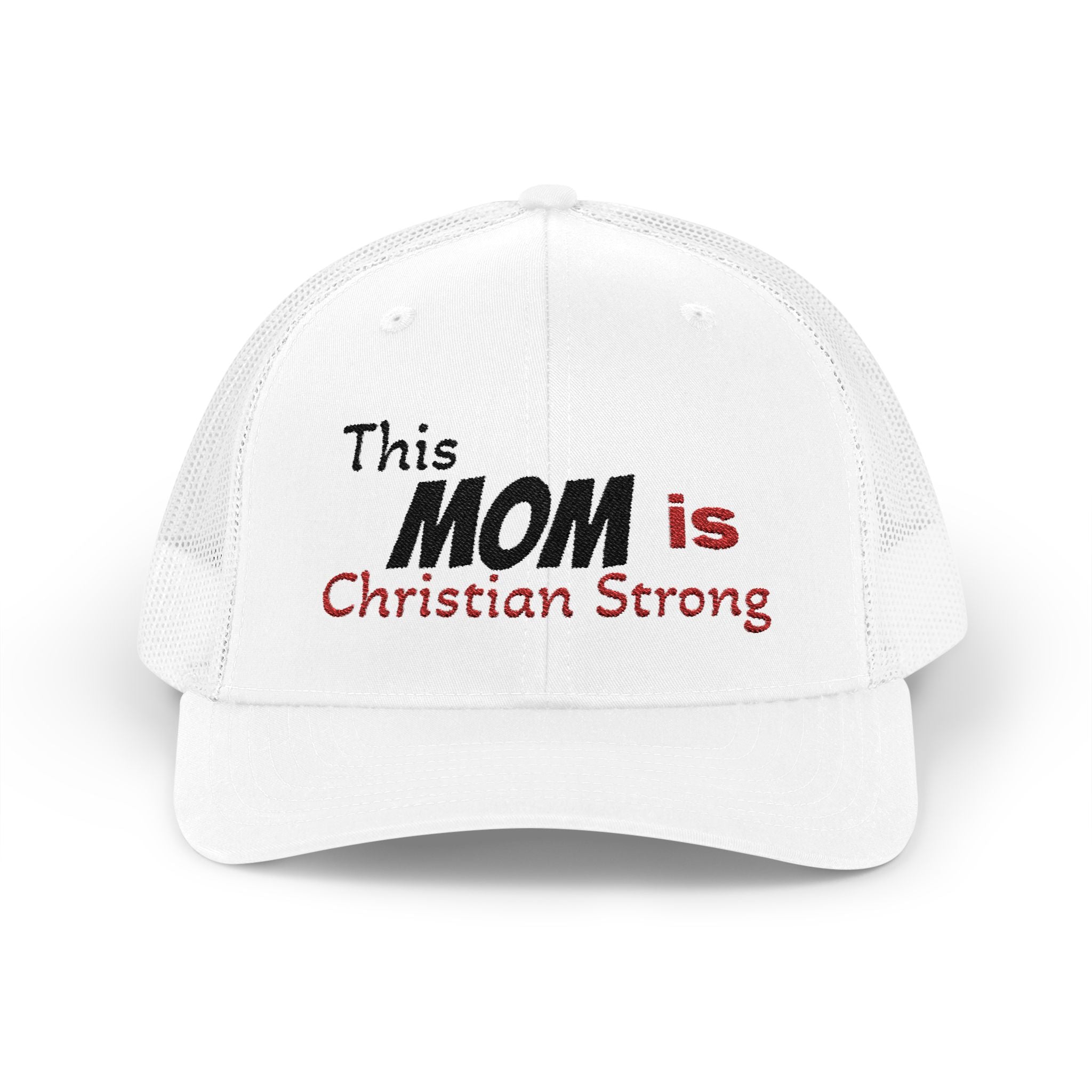 This Mom Is Christian Strong Embroidered Snapback Trucker Cap — Faith-Based Mom Hat