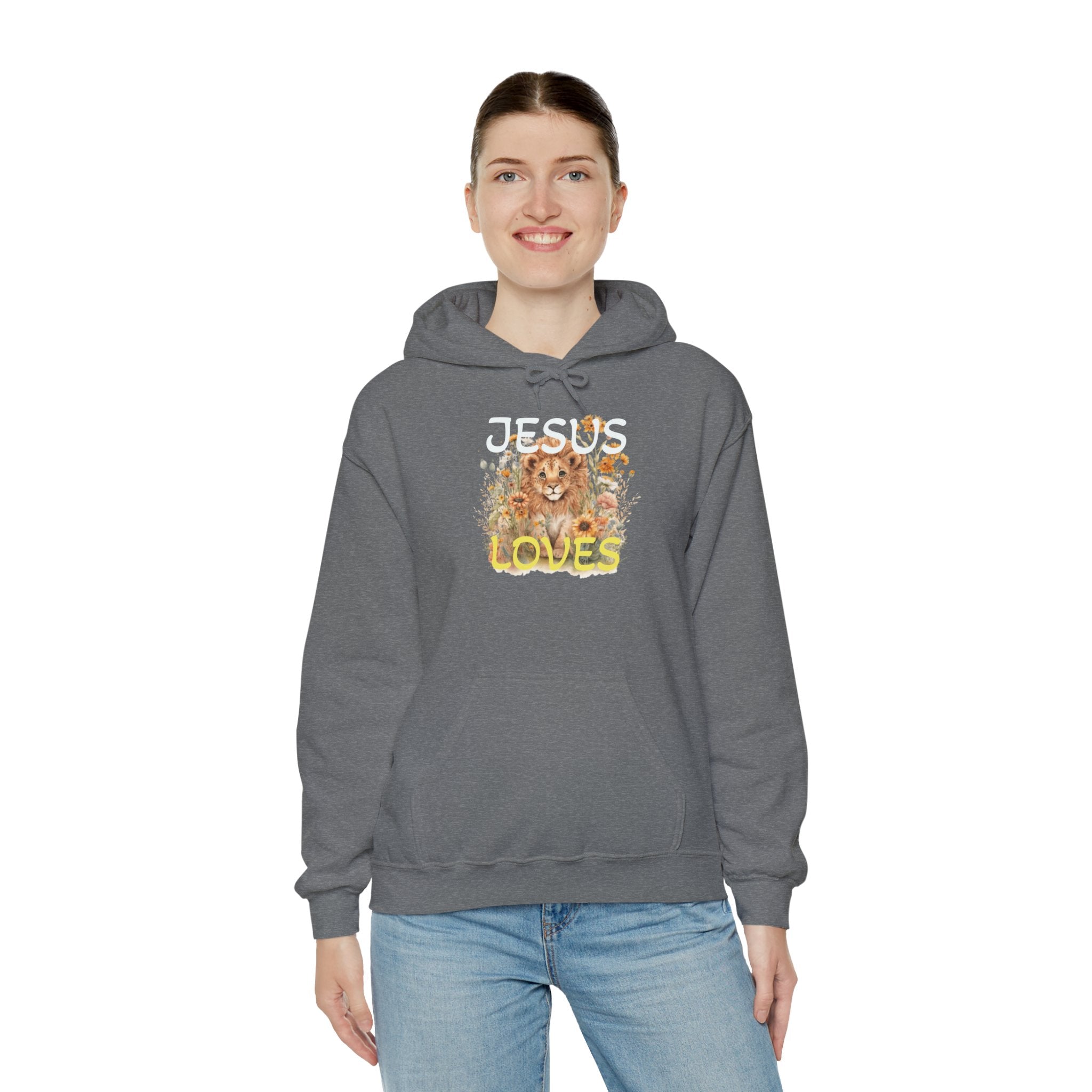 Jesus Loves Lion Hoodie - Faith-Inspired Christian Pullover