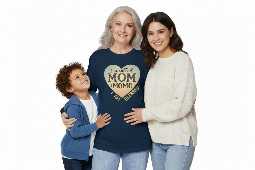 Mom & Momo Heart Long Sleeve Tee – “I’m Called Mom & Momo, I Am Blessed”