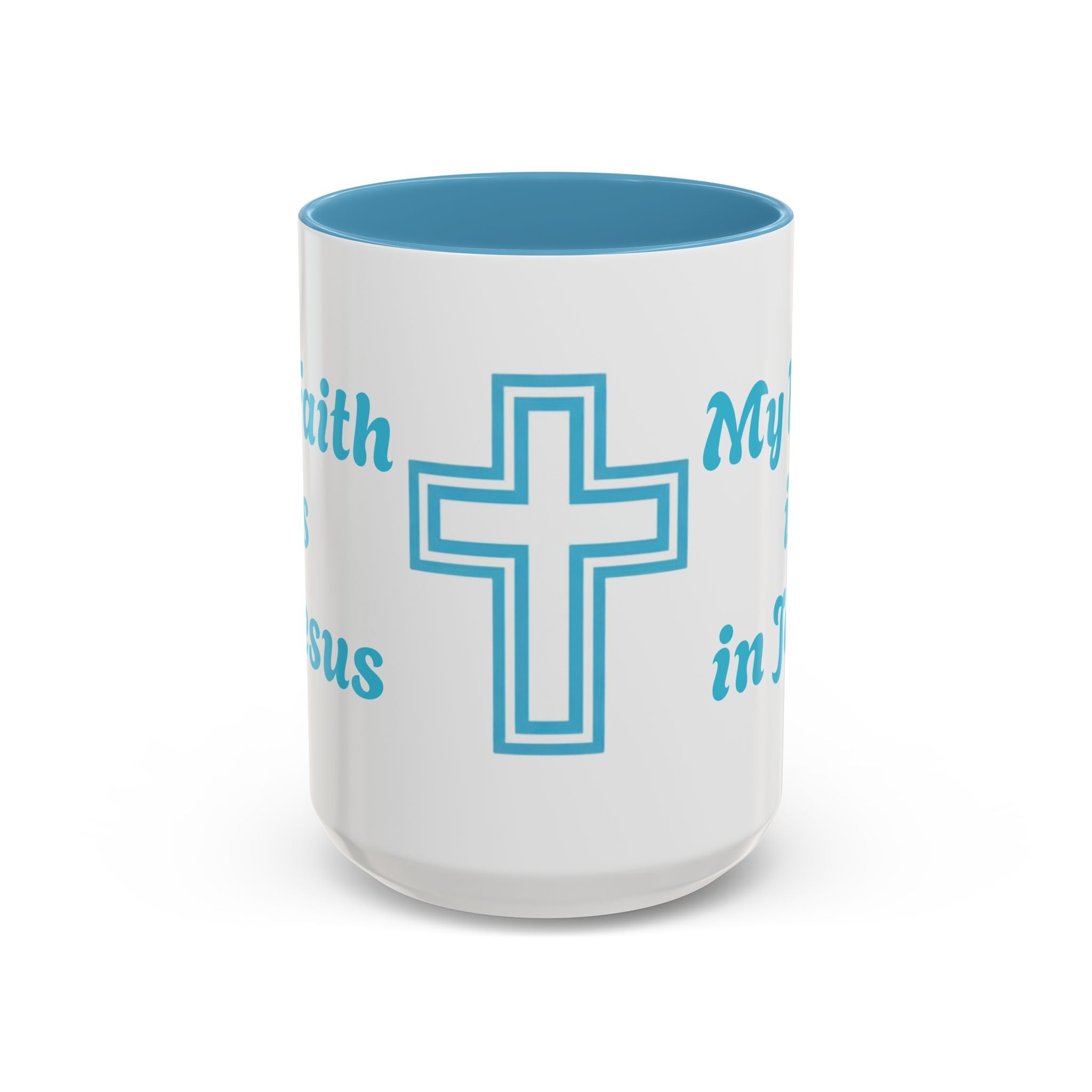 My Faith Is In Jesus Accent Coffee Mug - Christian Cross Inspirational Gift (11/15oz)